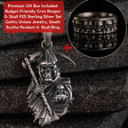 Grim Reaper & Skull 925 Sterling Silver Jewelry Set