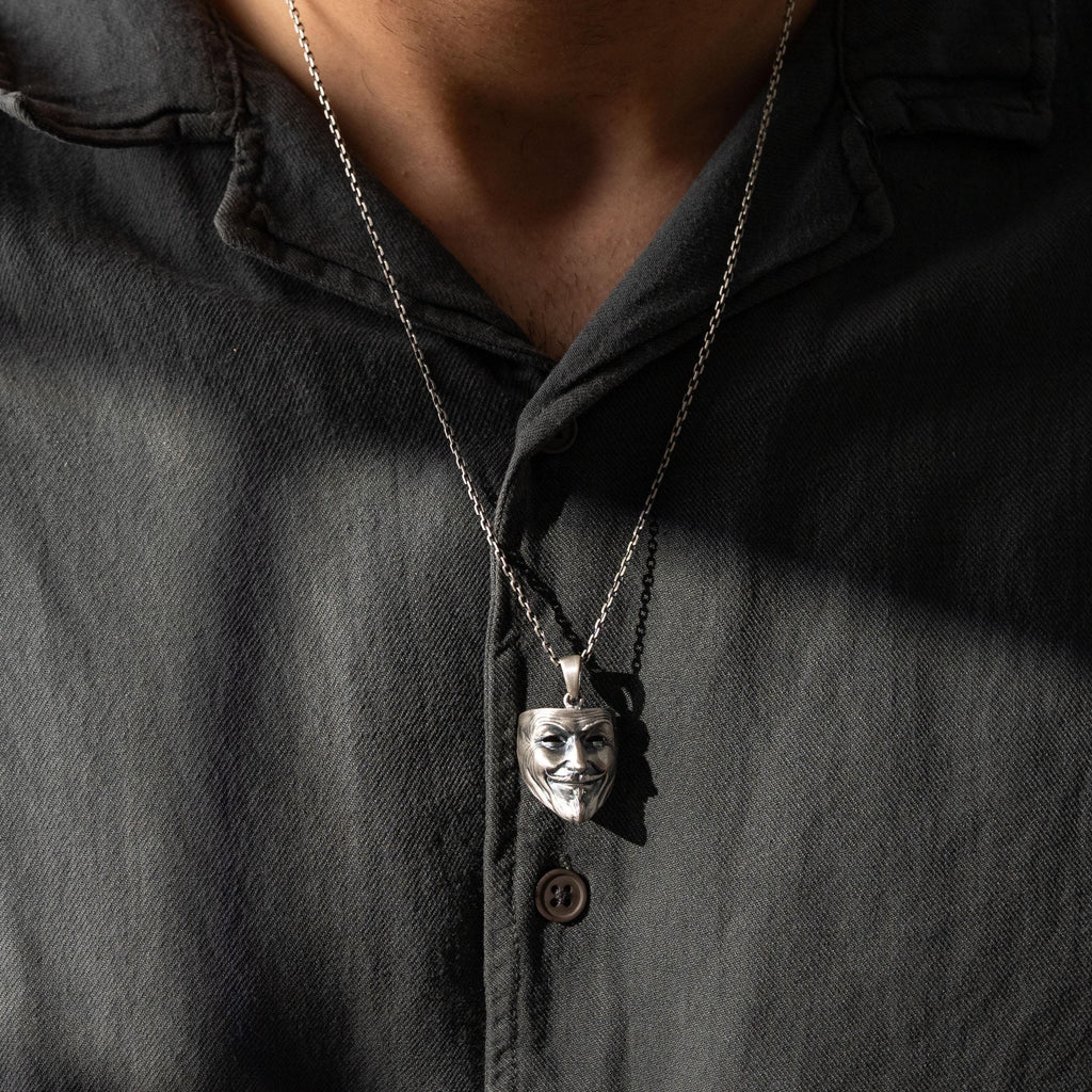 Anonymous Mask Pendant Necklace
