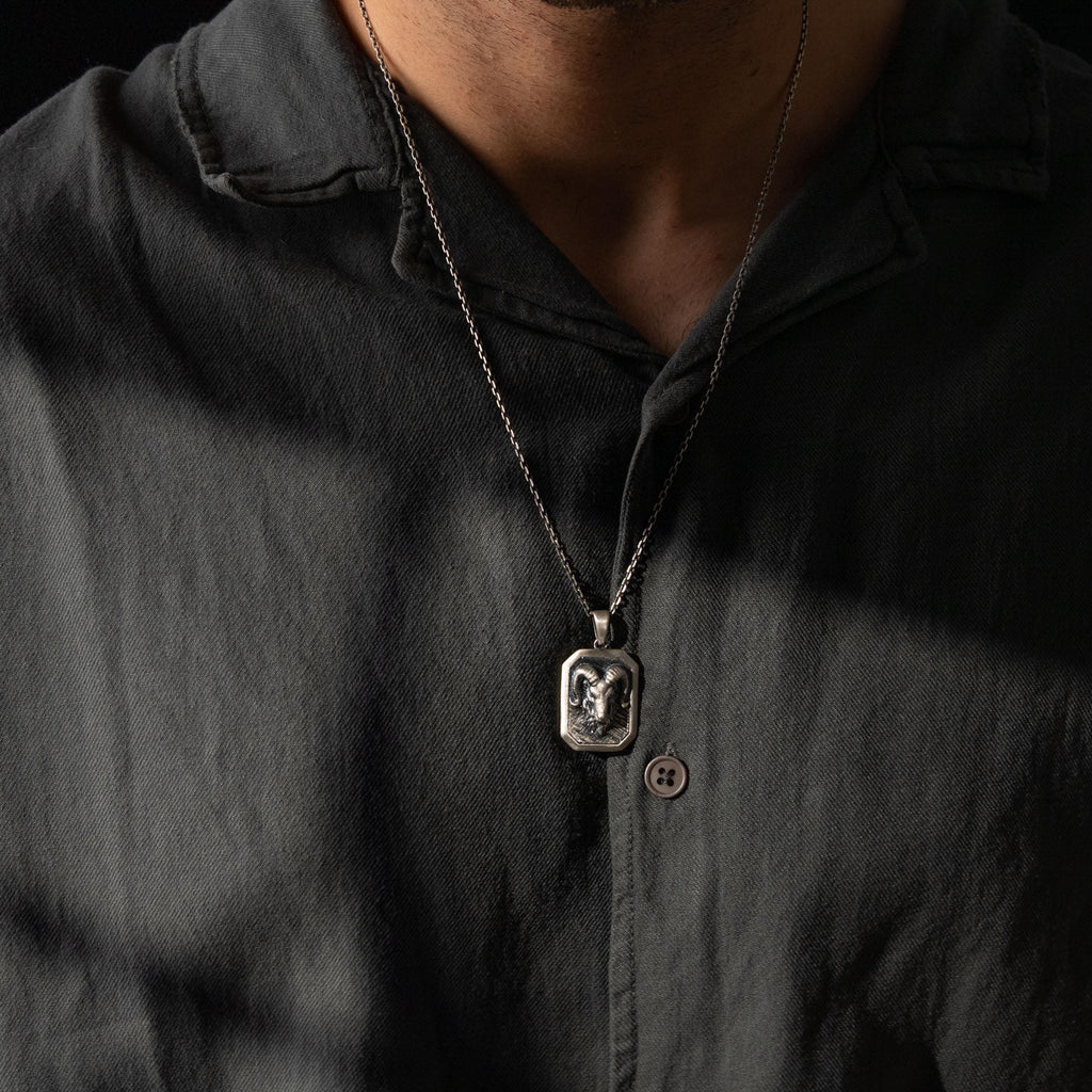 Ram Skull Sterling Silver Necklace
