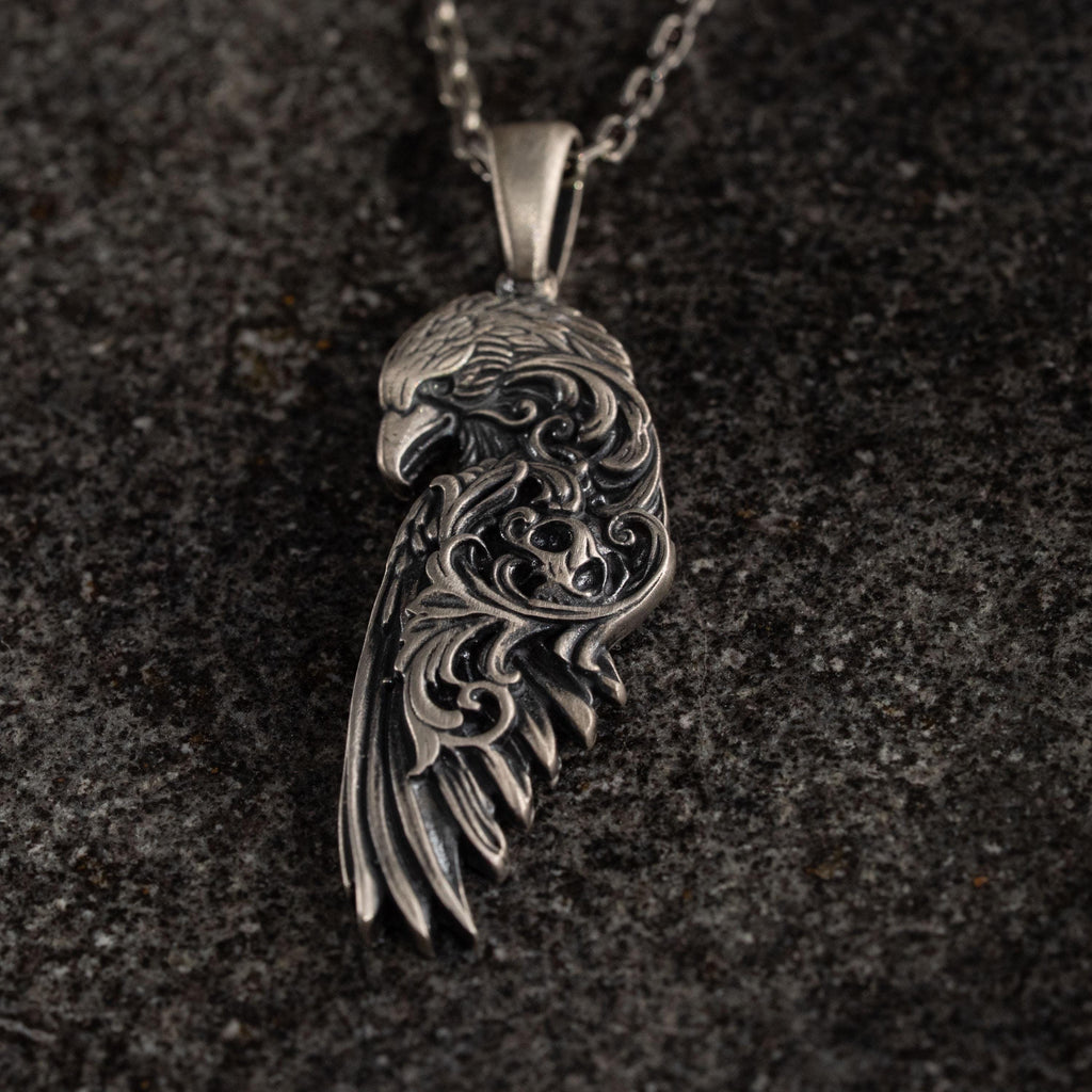 925 Sterling Silver Raven Pendant Necklace