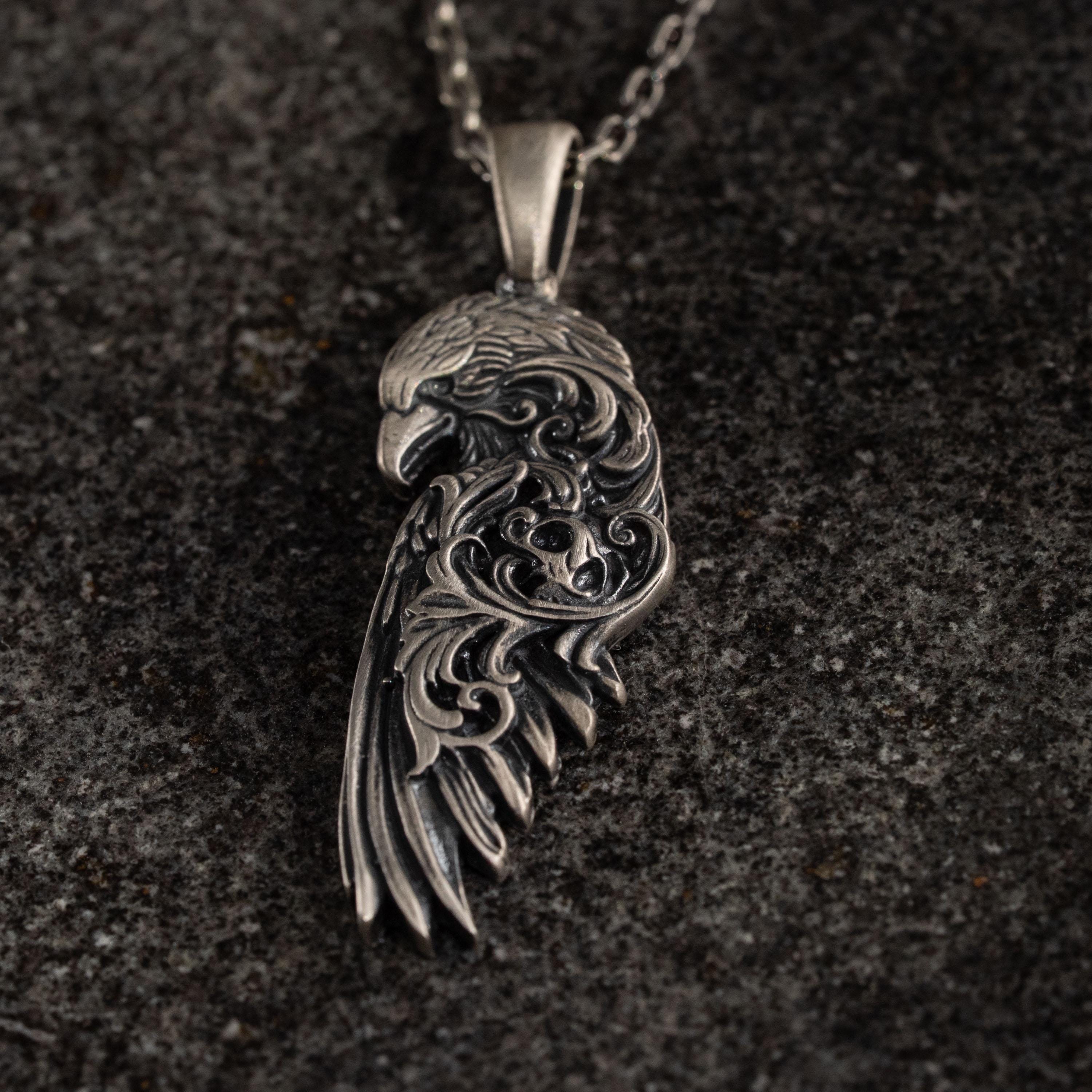 925 Sterling Silver Raven Pendant Necklace