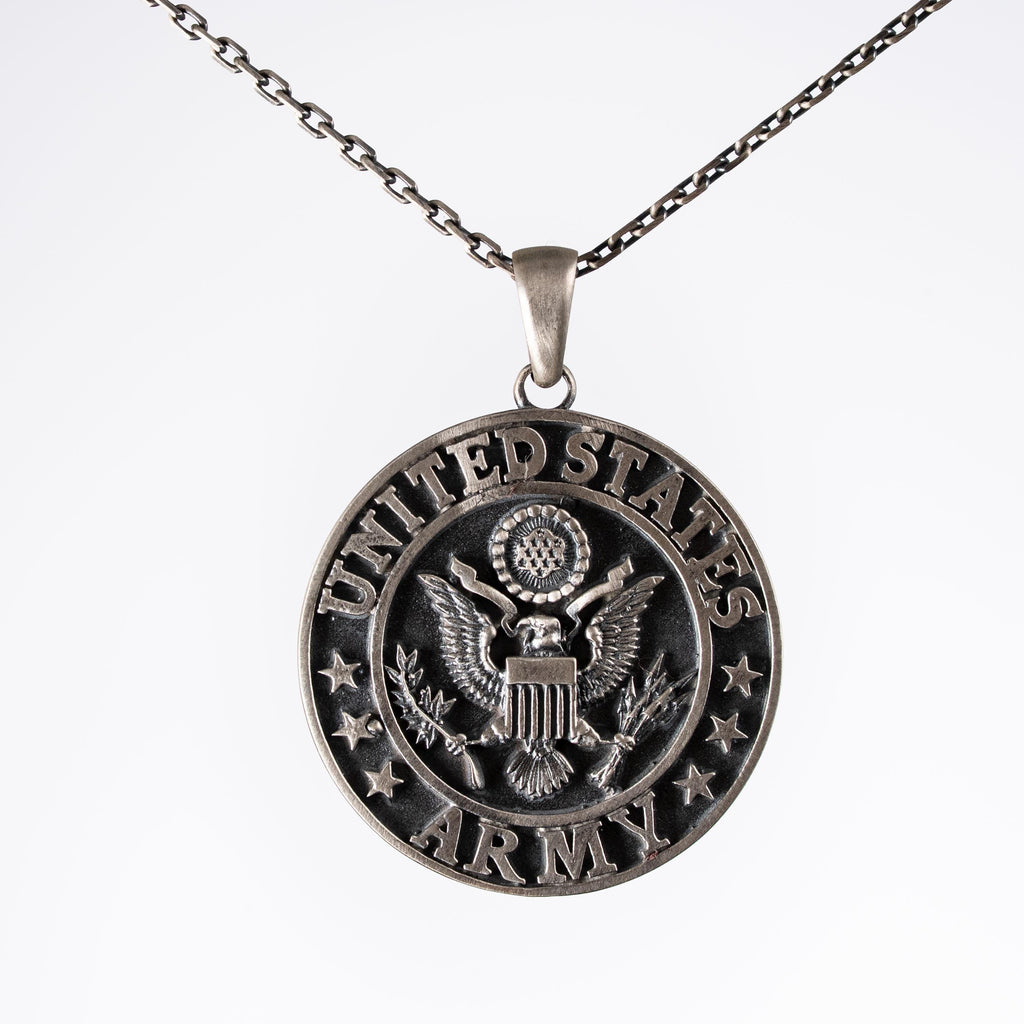 US Army 925 Sterling Silver Handmade Pendant Necklace