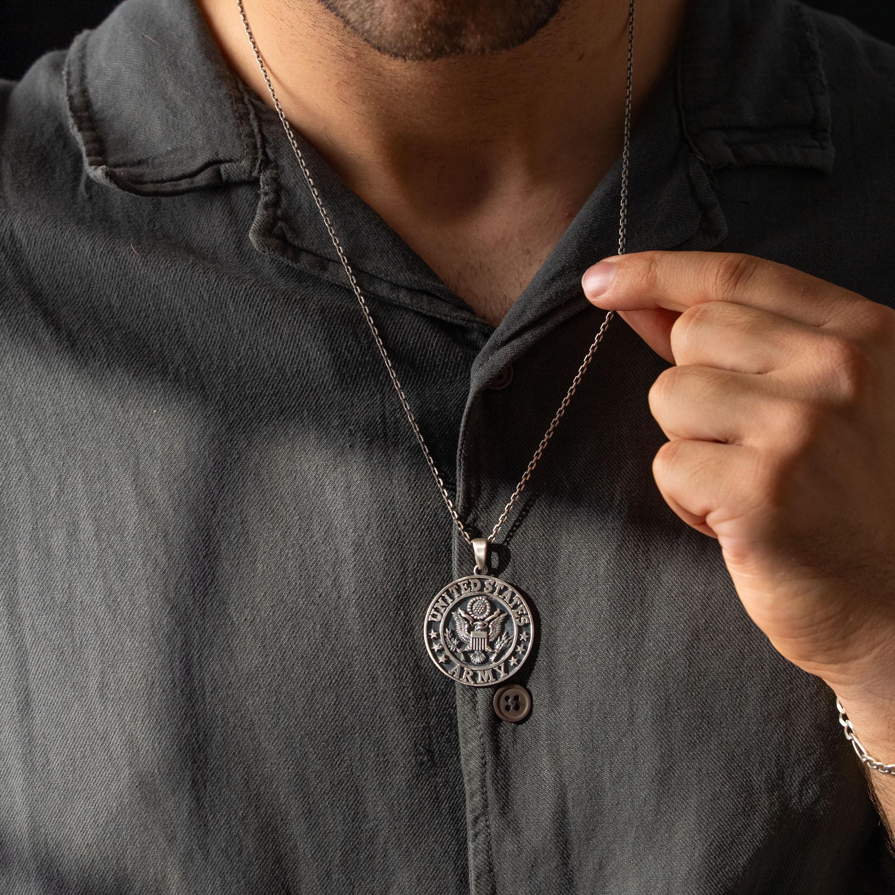 US Army 925 Sterling Silver Handmade Pendant Necklace