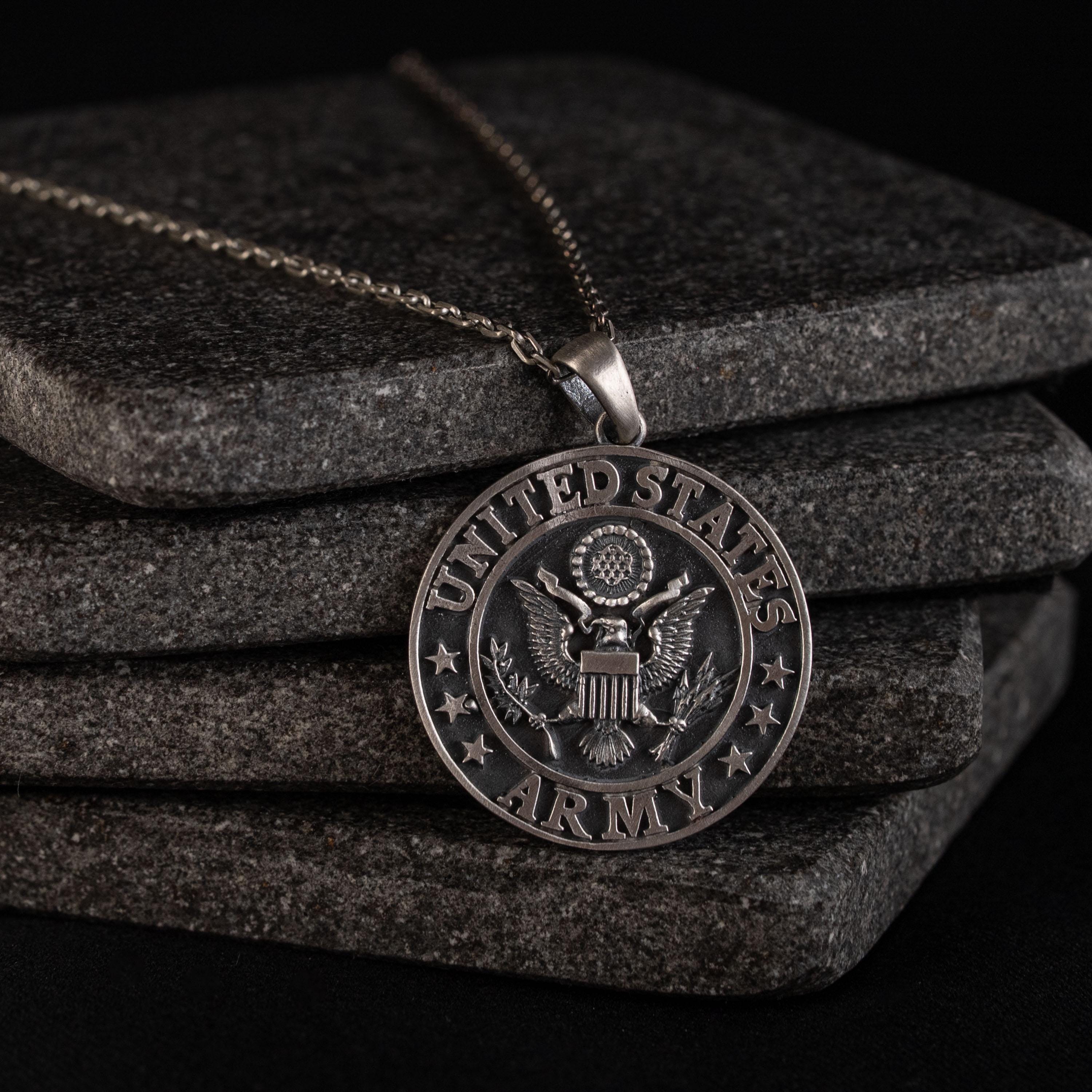 US Army 925 Sterling Silver Handmade Pendant Necklace