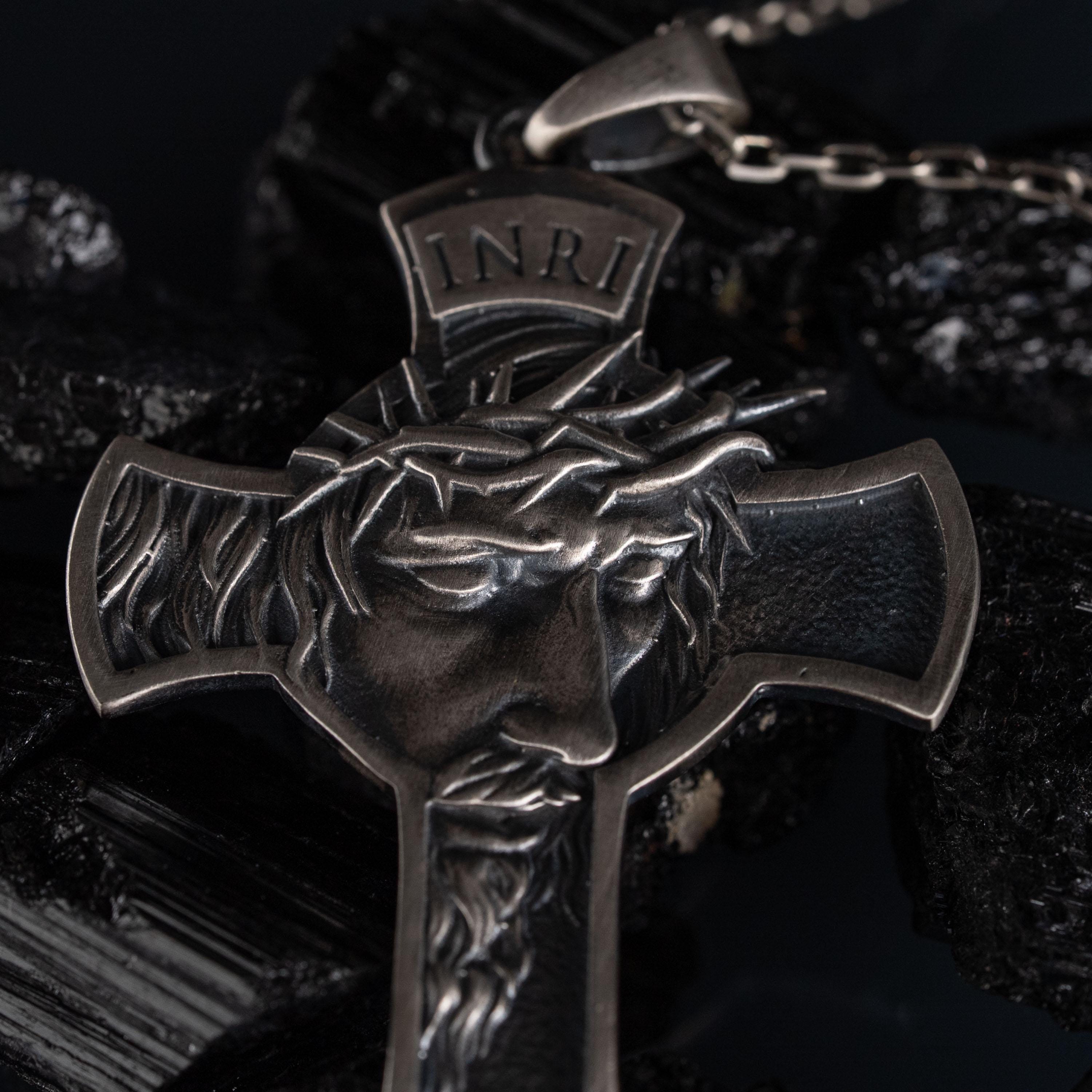 Jesus Cross 925 Sterling Silver Pendant Necklace