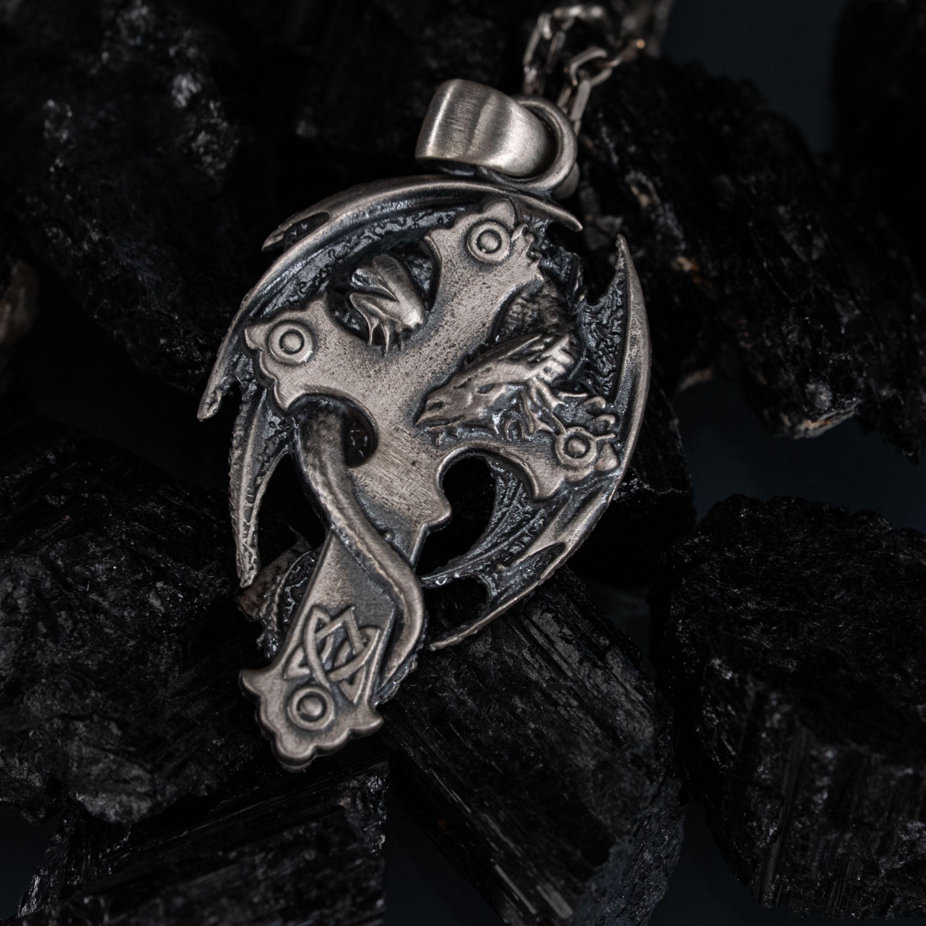 Dragon Cross 925 Sterling Silver Pendant Necklace