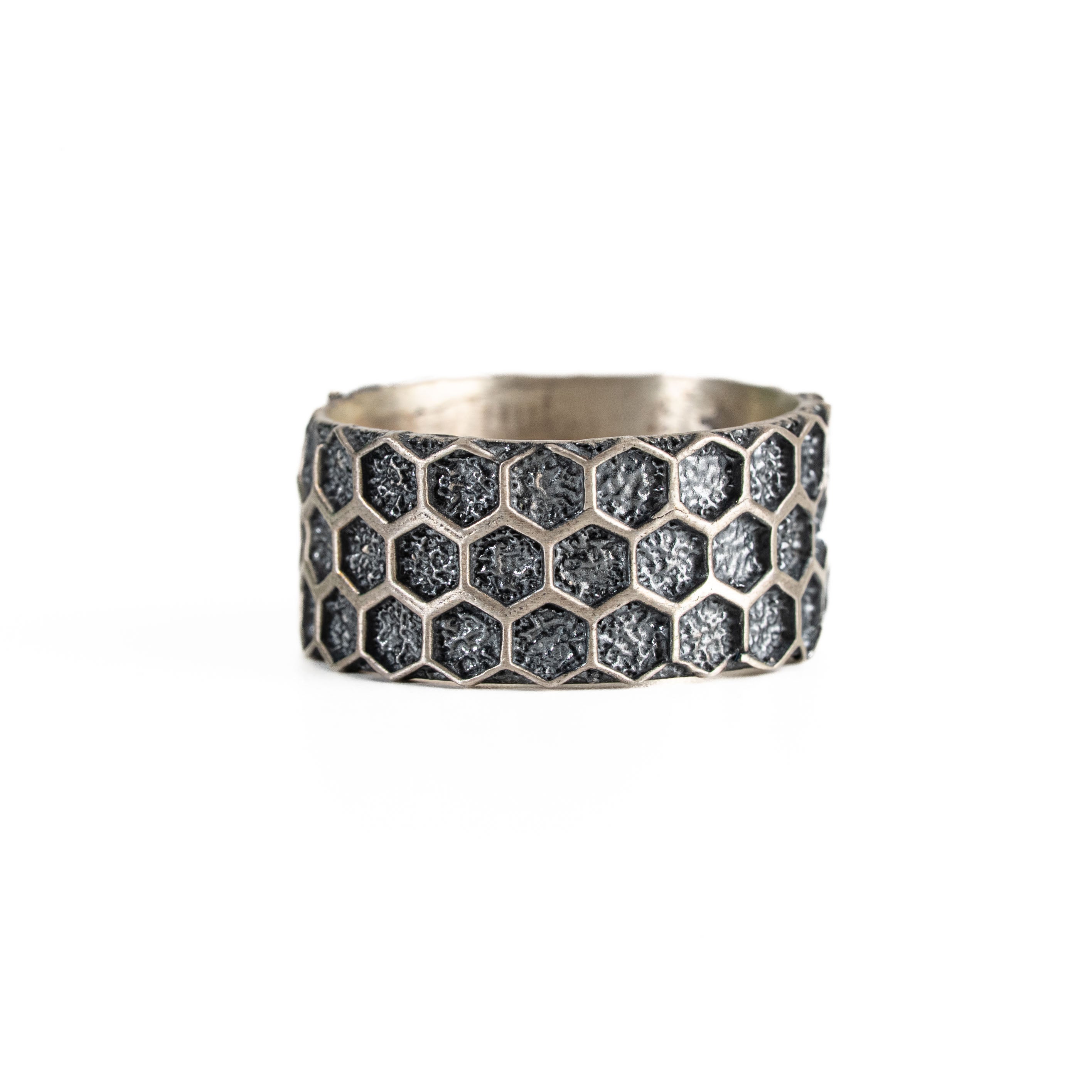Custom Honeycomb 925 Sterling Silver Ring