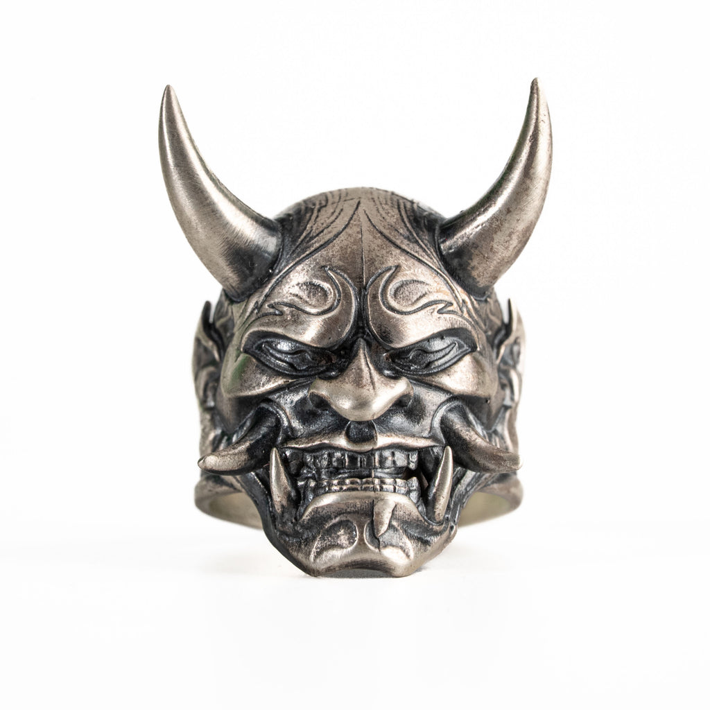 925 Sterling Silver Oni Mask Ring