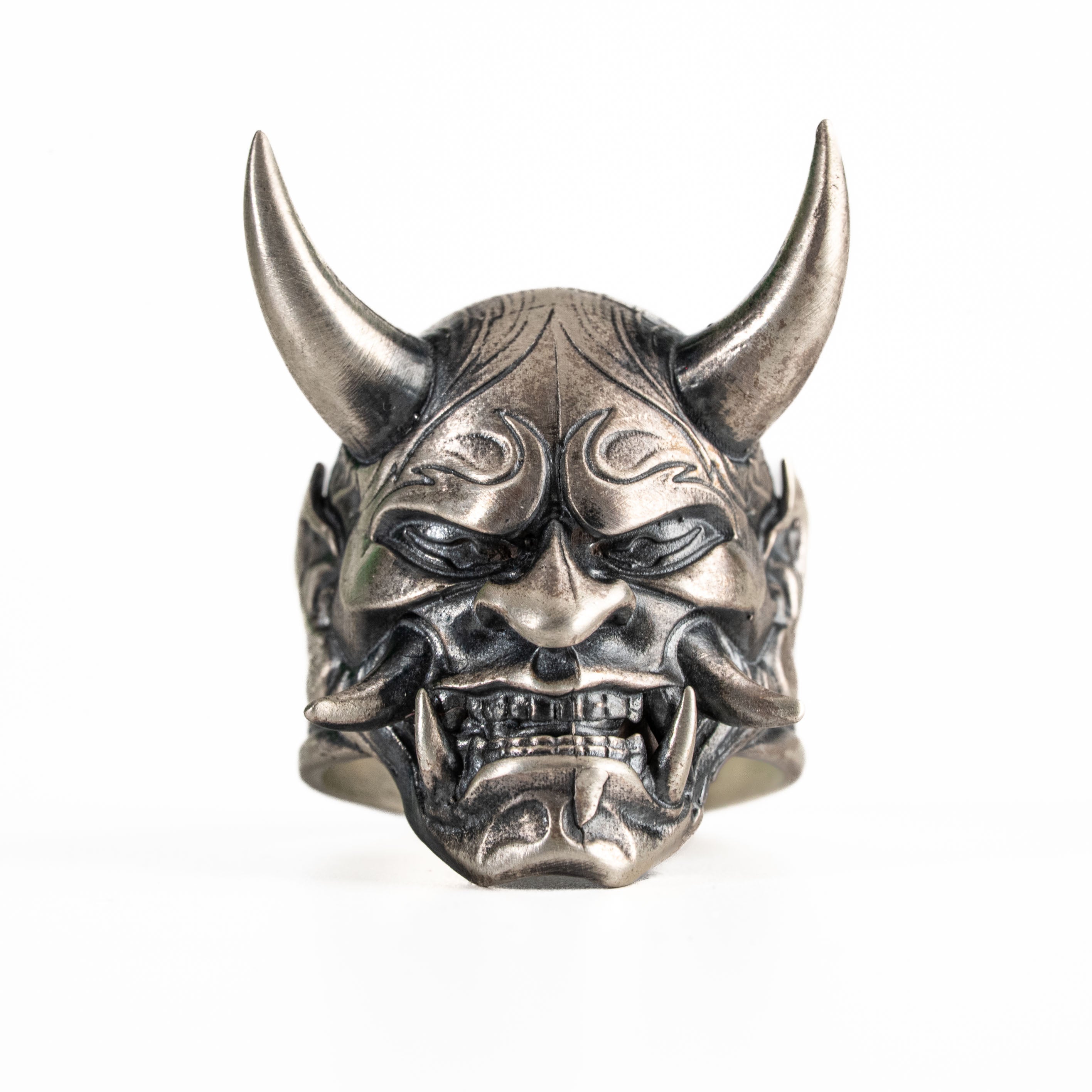 925 Sterling Silver Oni Mask Ring