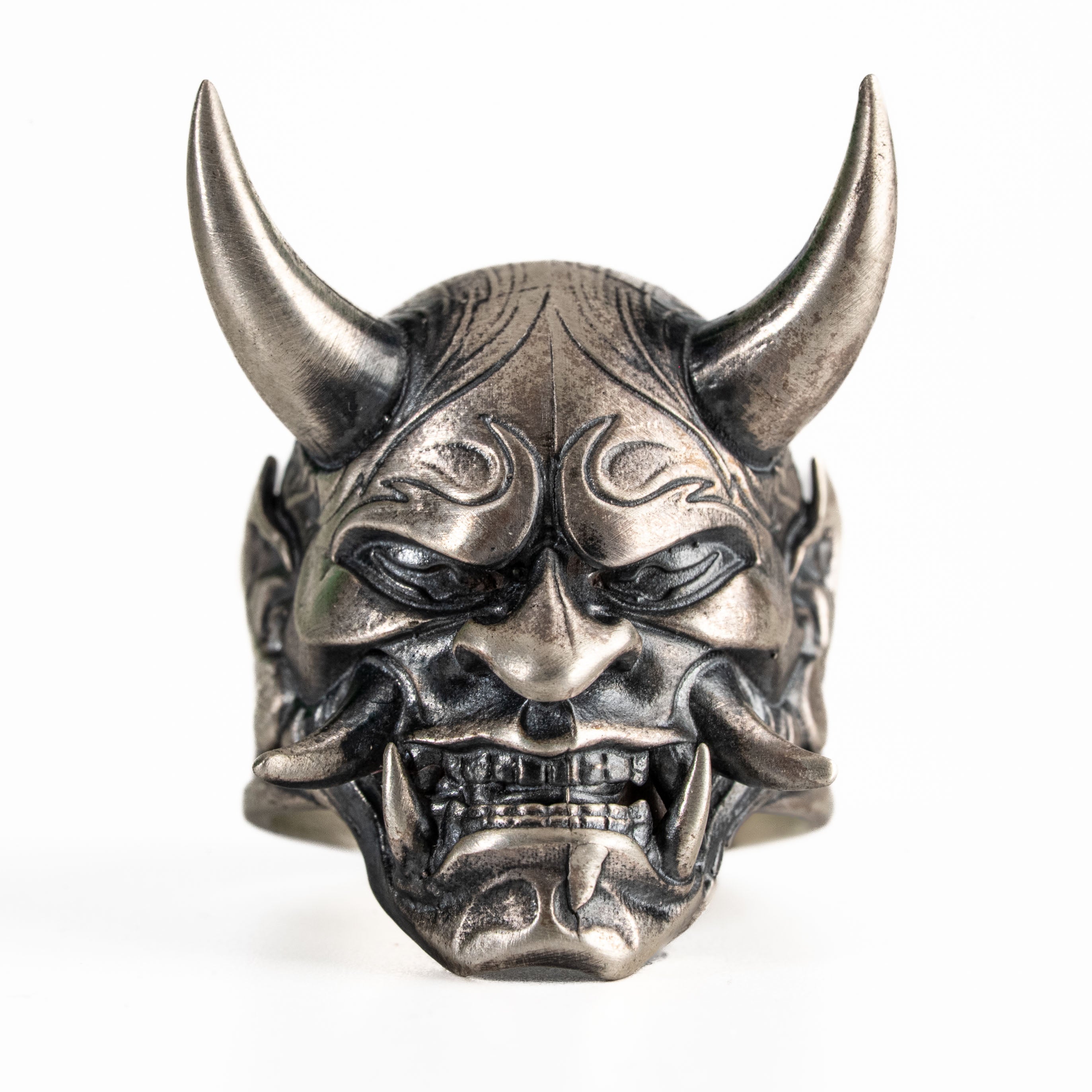 925 Sterling Silver Oni Mask Ring
