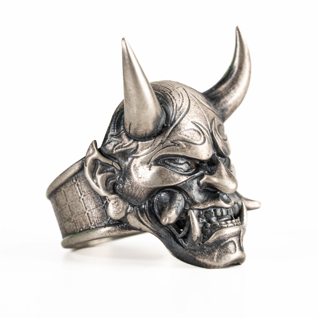 925 Sterling Silver Oni Mask Ring