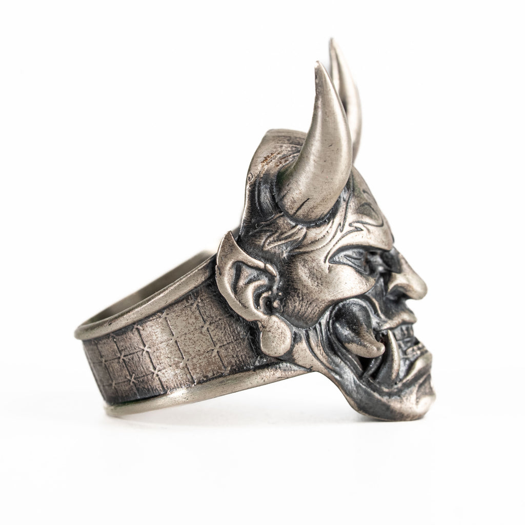 925 Sterling Silver Oni Mask Ring