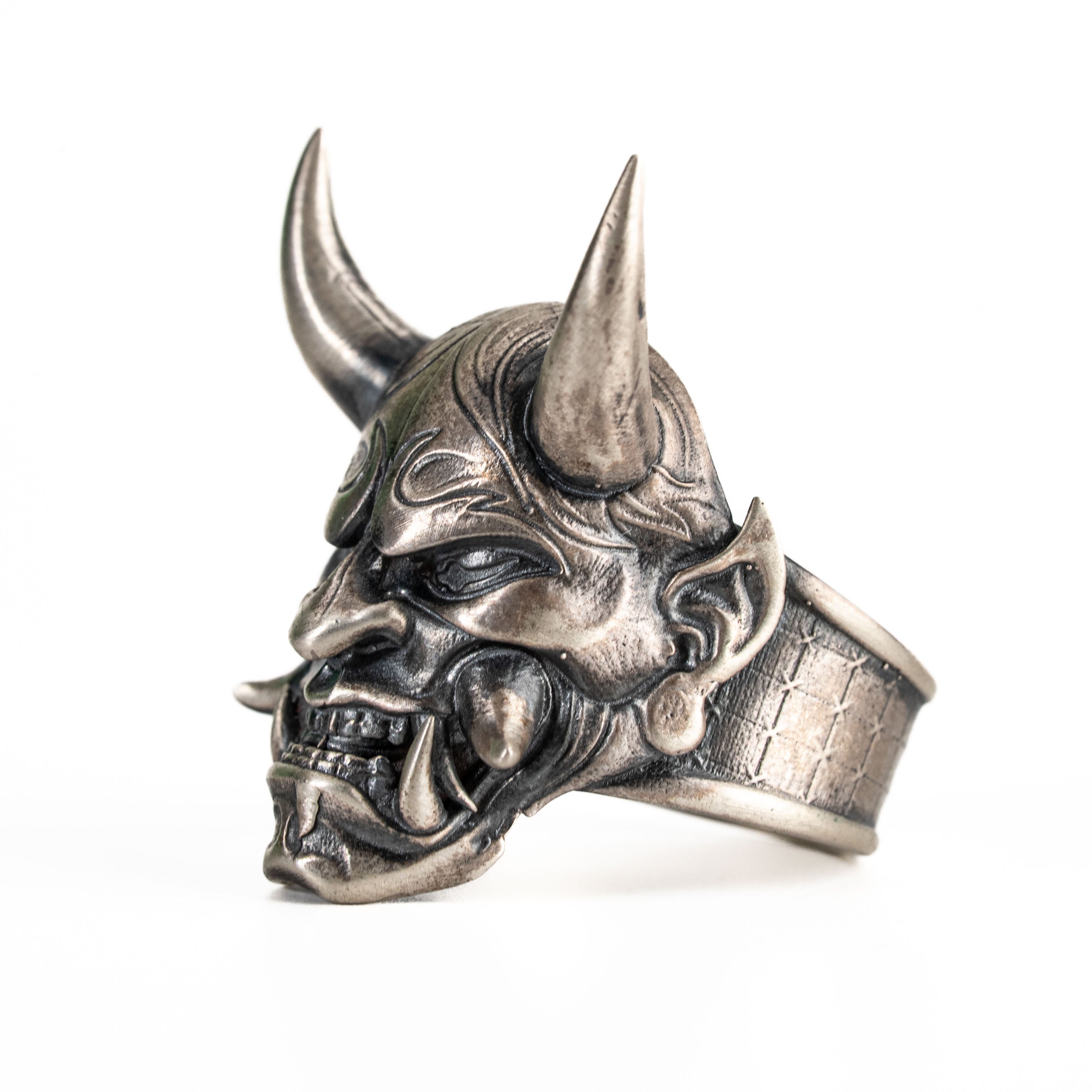 925 Sterling Silver Oni Mask Ring