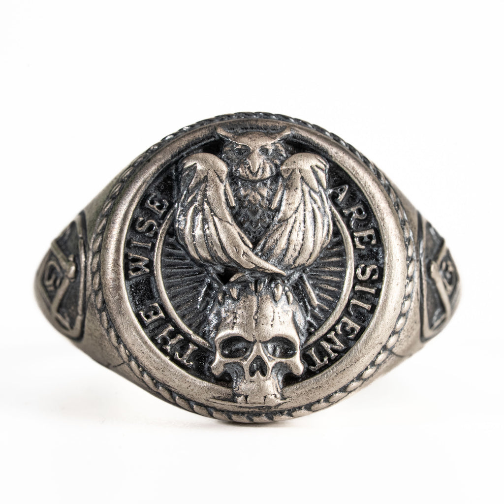 925 Sterling Silver Owl Skull Ring