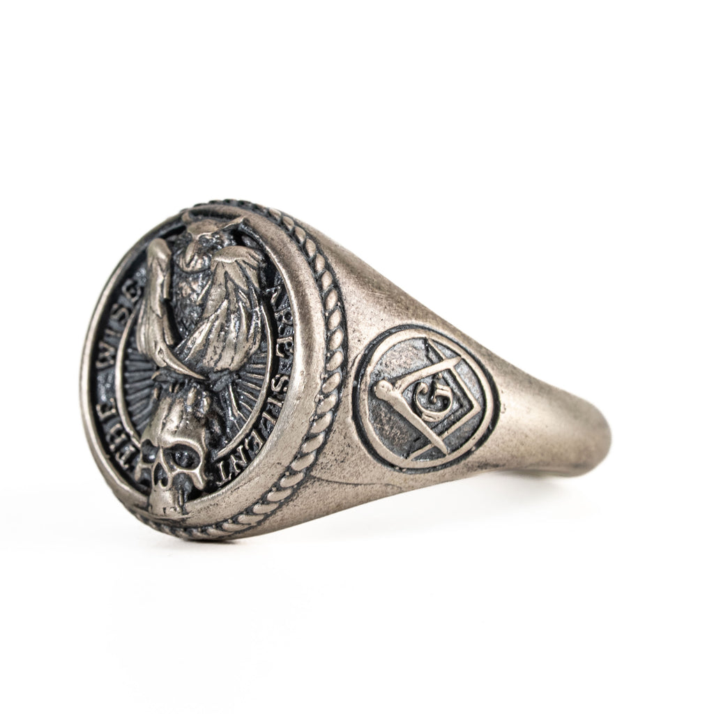 925 Sterling Silver Owl Skull Ring