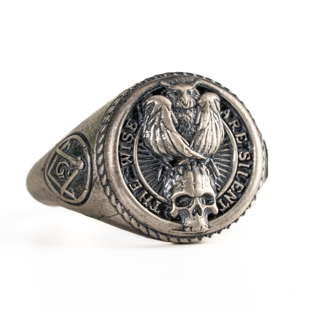 925 Sterling Silver Owl Skull Ring
