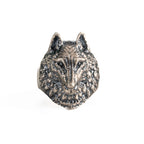 Sterling Silver Wolf Head Ring