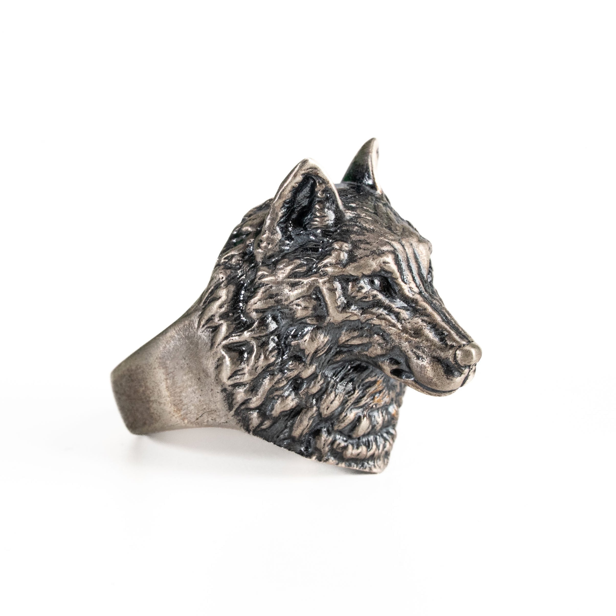 Sterling Silver Wolf Head Ring