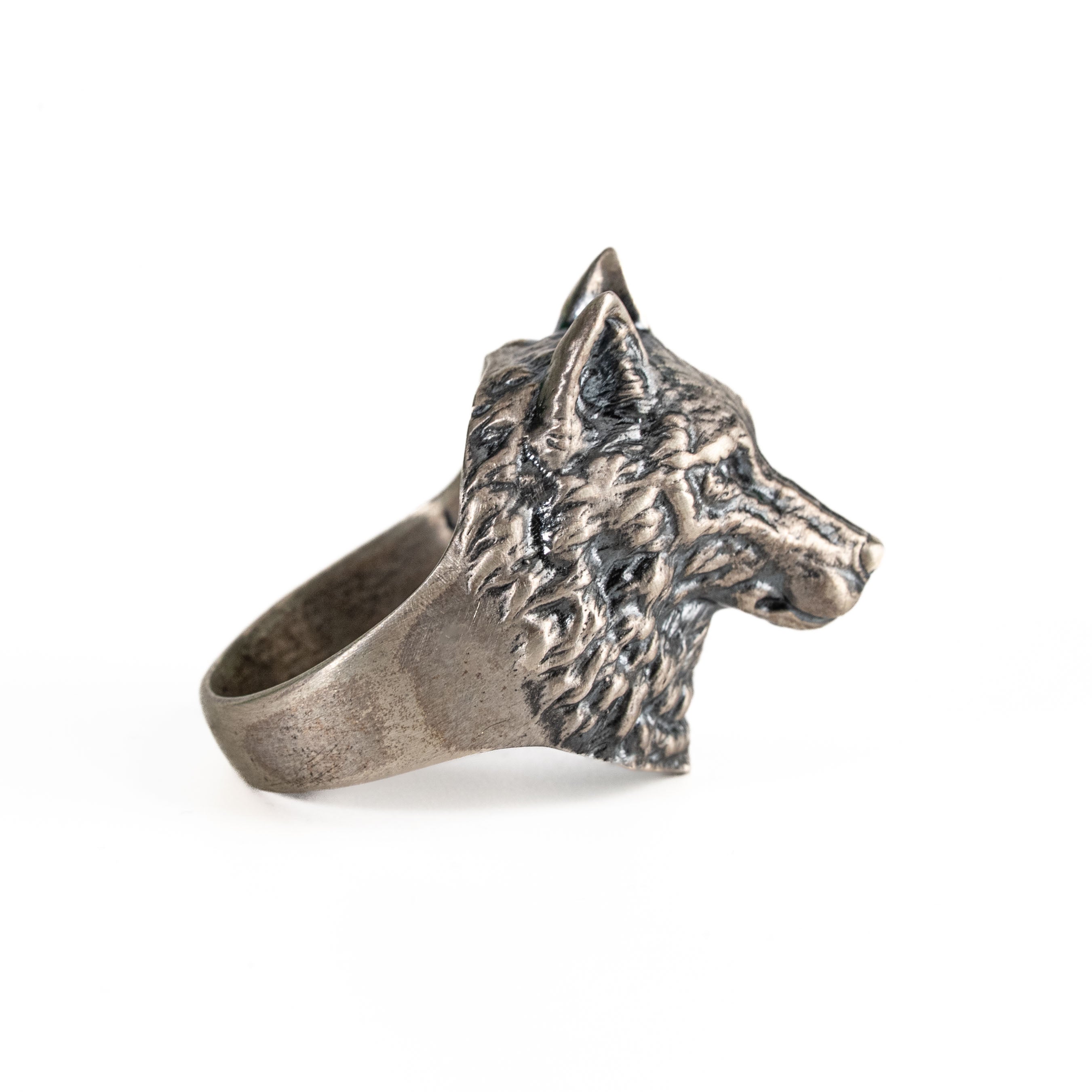 Sterling Silver Wolf Head Ring
