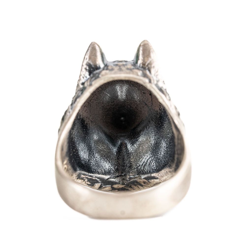 Sterling Silver Wolf Head Ring