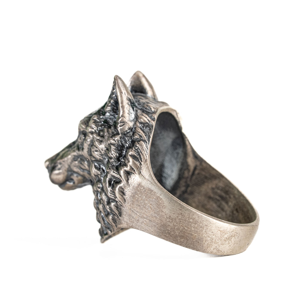 Sterling Silver Wolf Head Ring