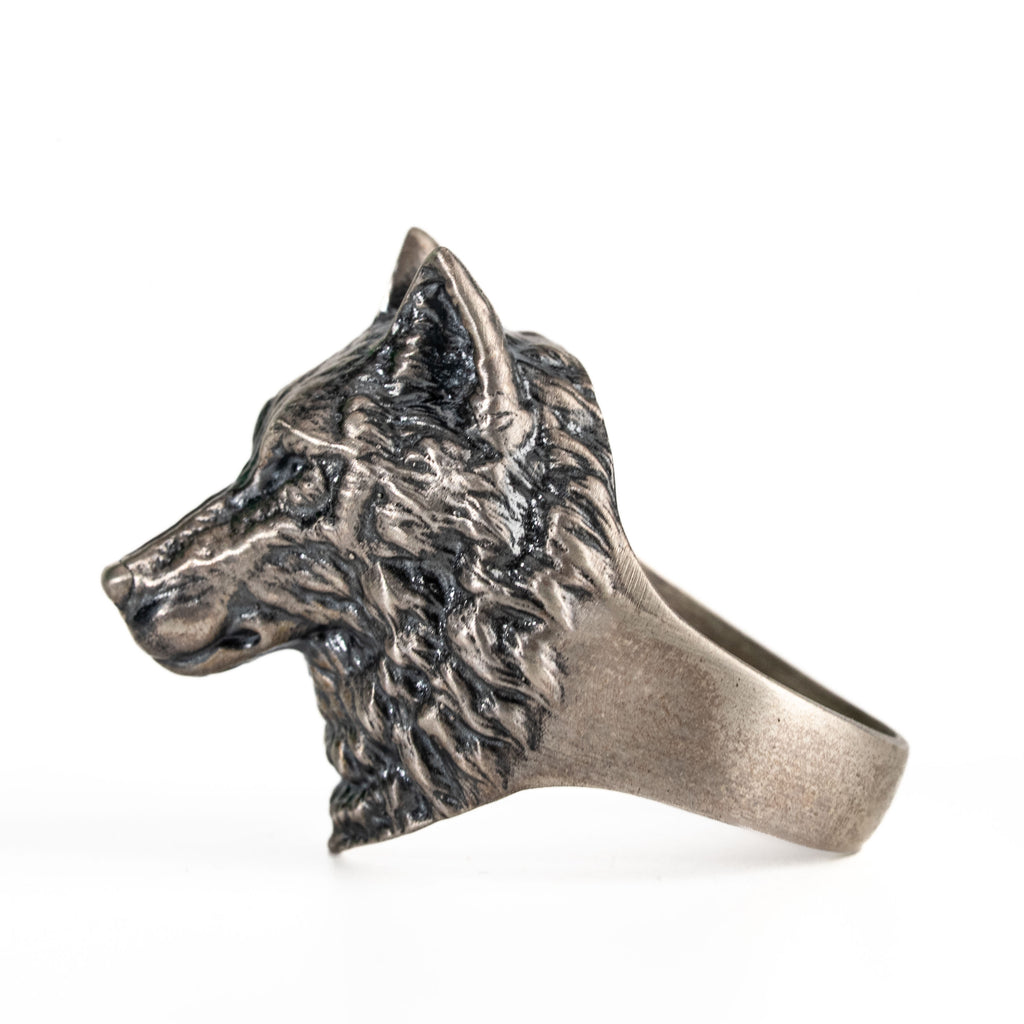 Sterling Silver Wolf Head Ring