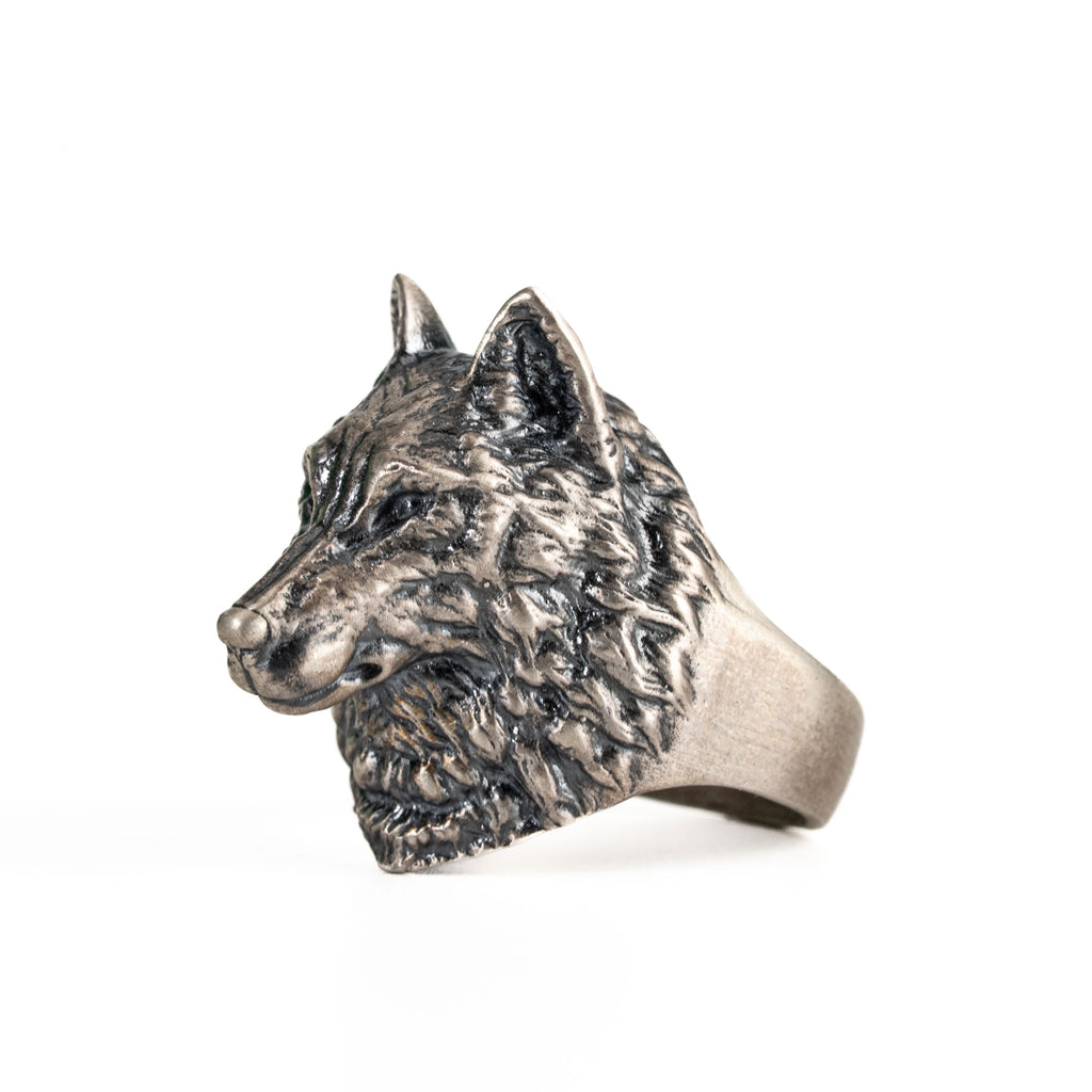 Sterling Silver Wolf Head Ring