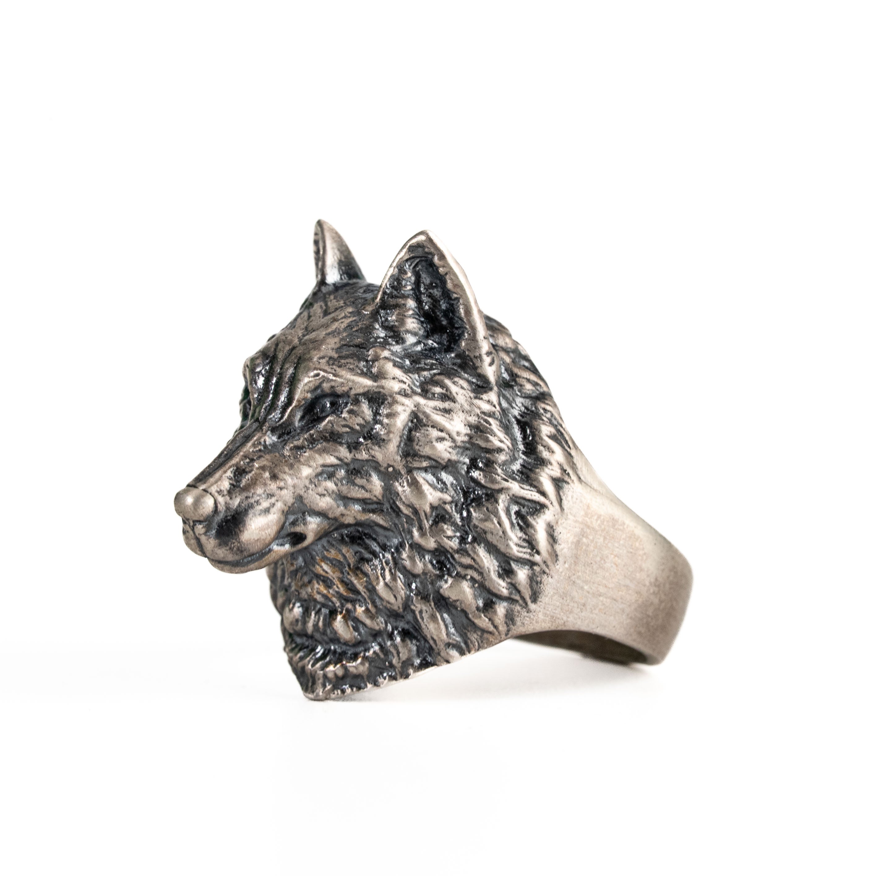 Sterling Silver Wolf Head Ring
