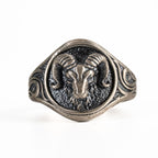 Sterling Silver Aries Ram Head Signet Ring