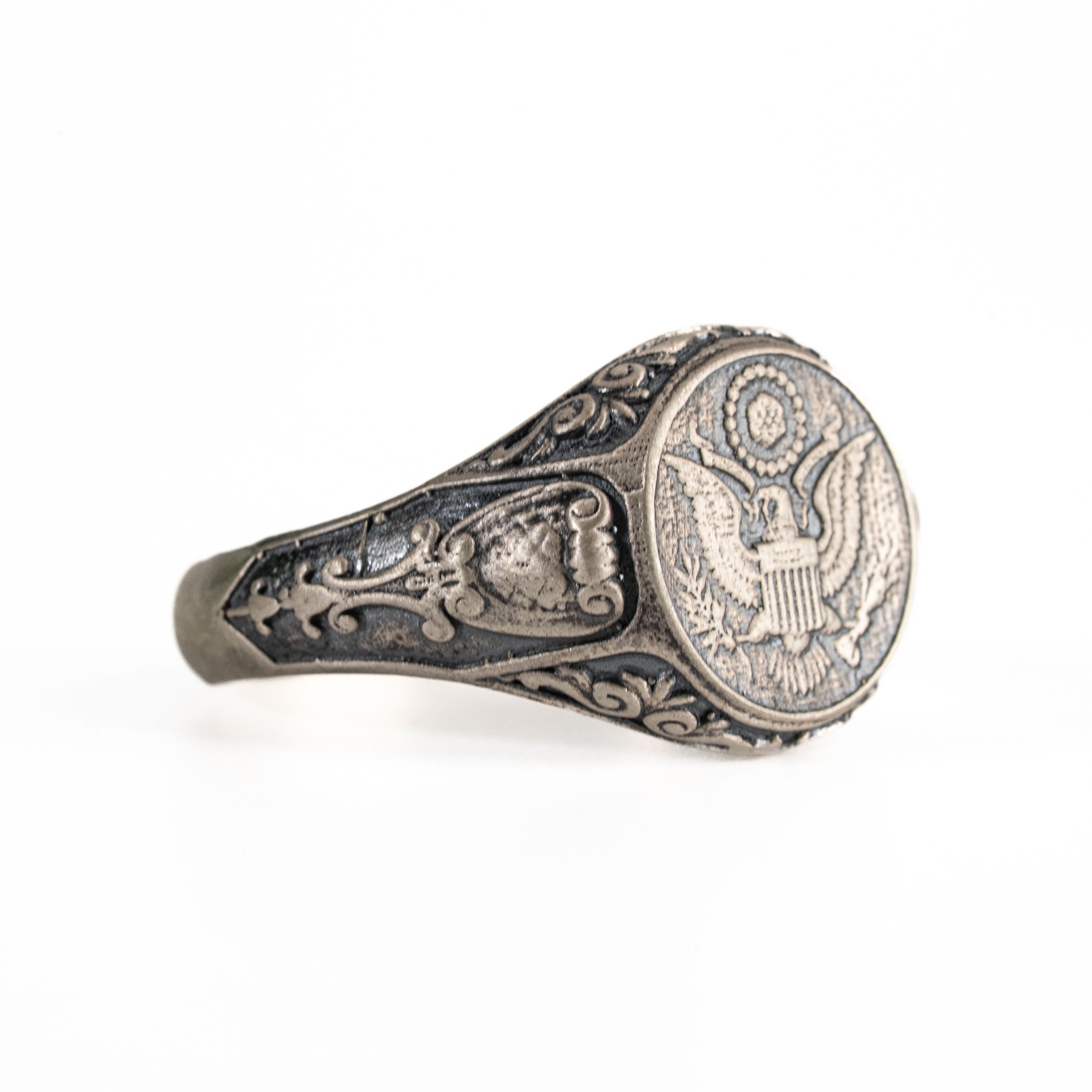 Mens Sterling Silver American Coat of Arms Ring