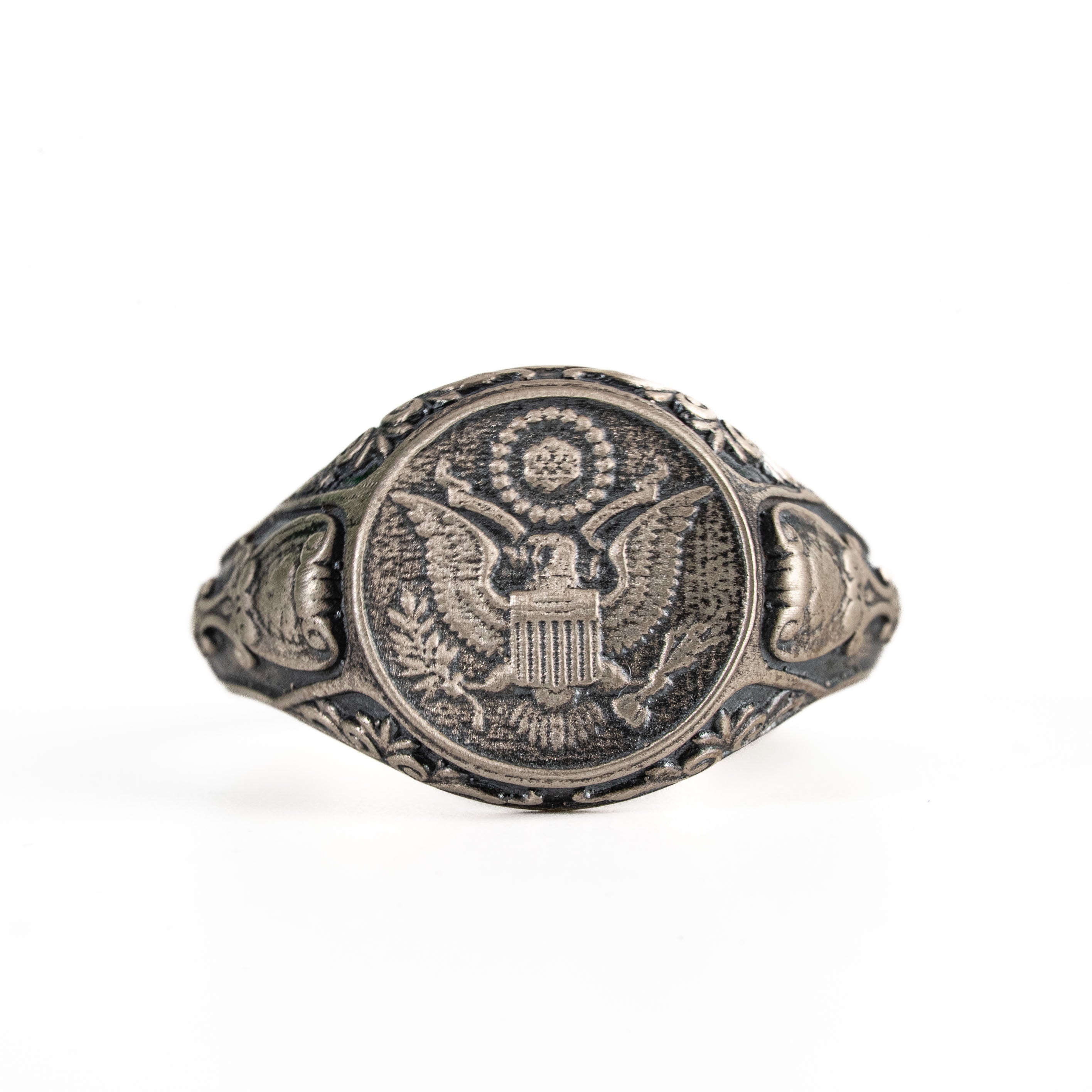 Mens Sterling Silver American Coat of Arms Ring