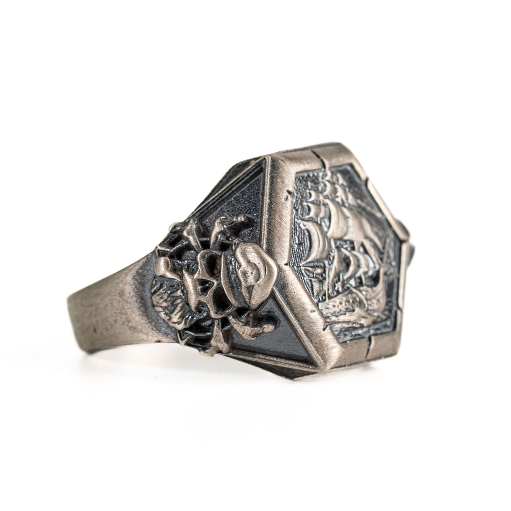 Viking Pirate Sailboat 925 Sterling Silver Ring