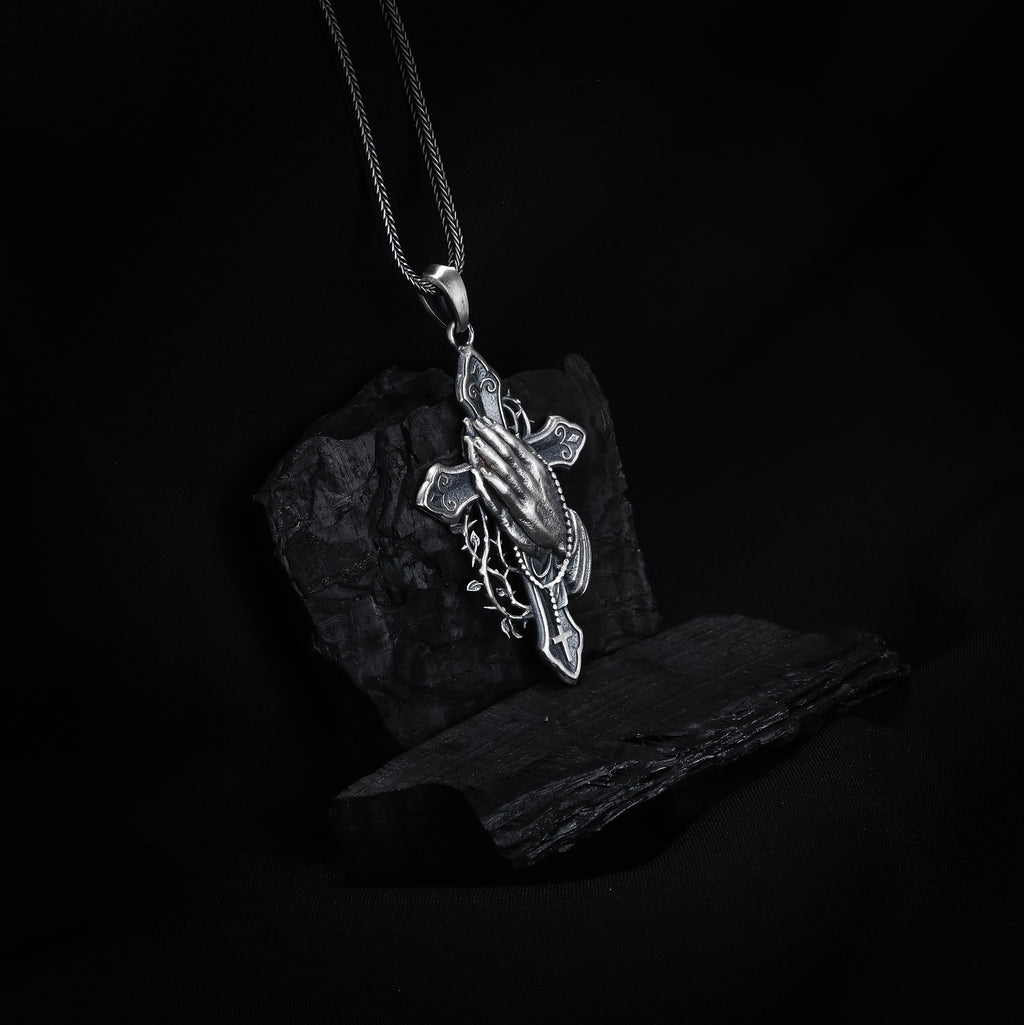 Praying Hands Cross Pendant
