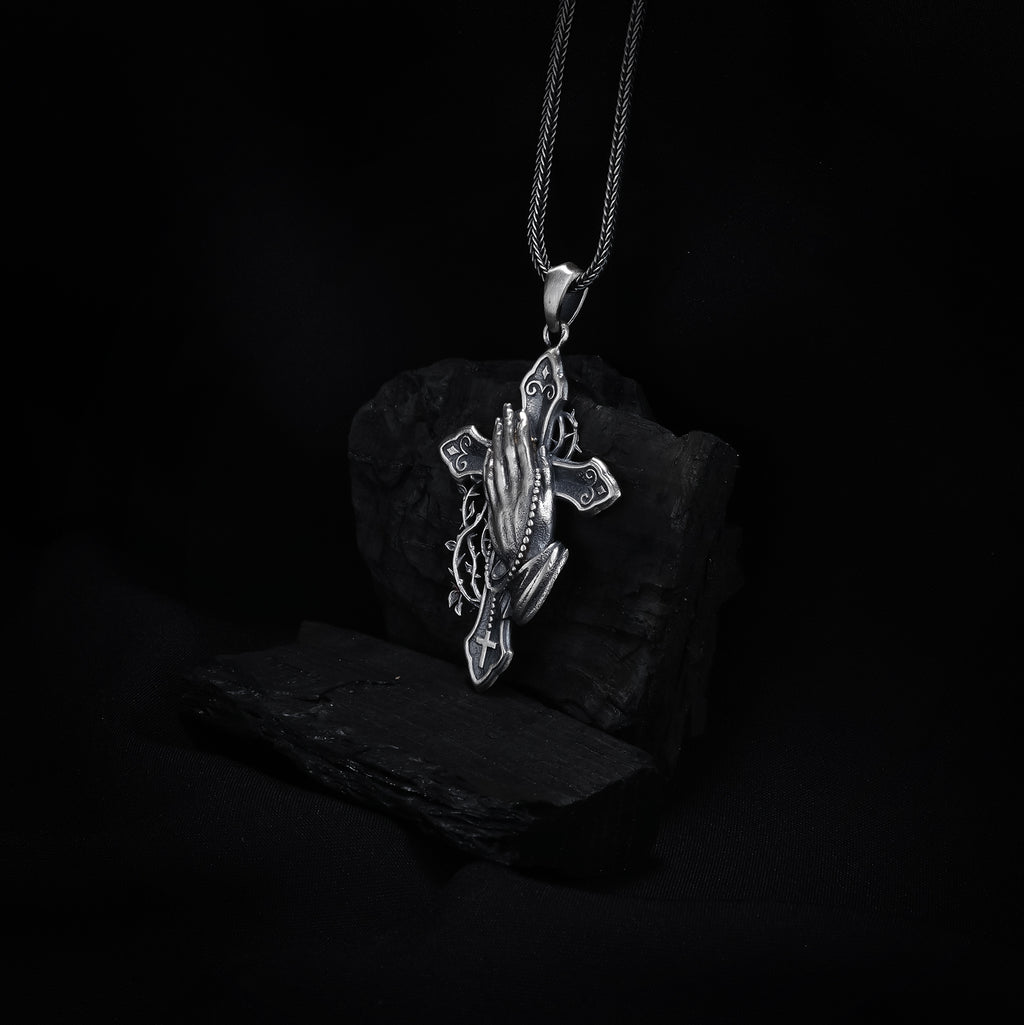 Praying Hands Cross Pendant