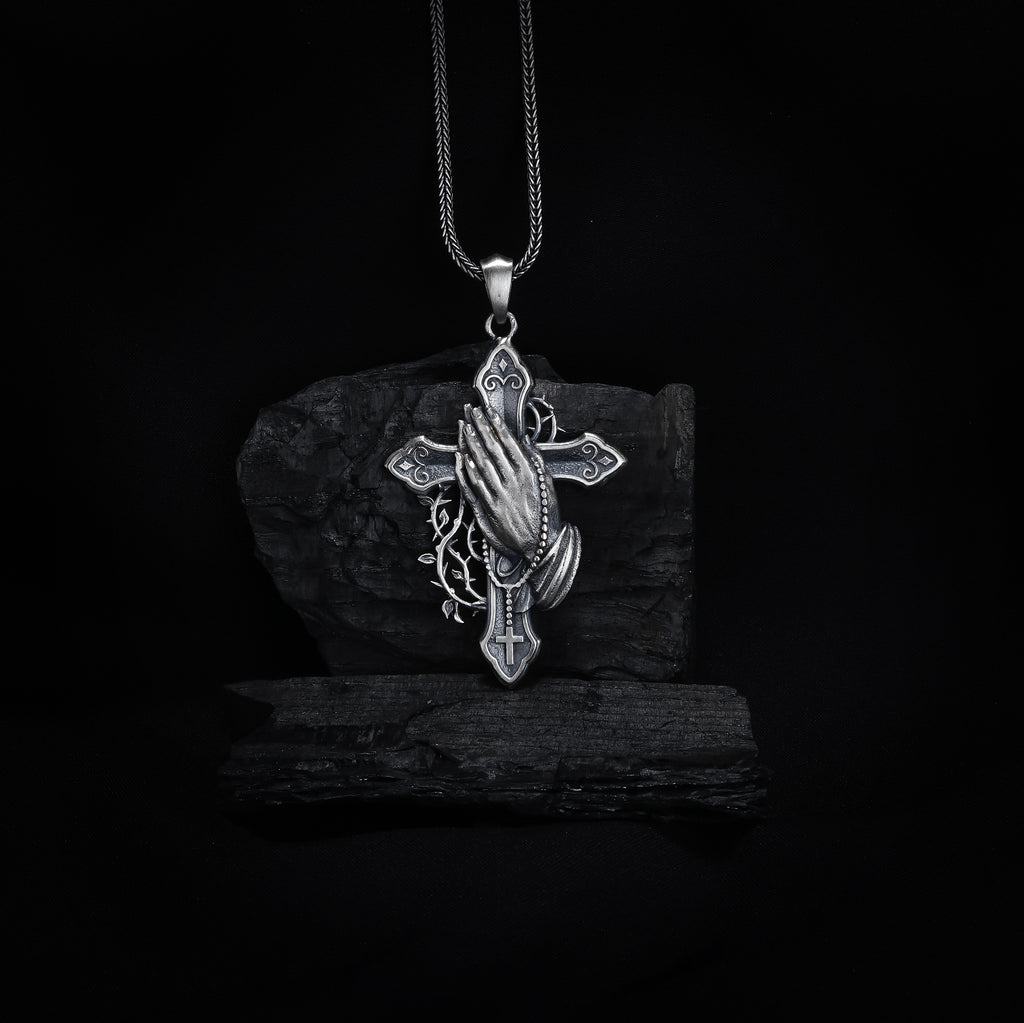 Praying Hands Cross Pendant