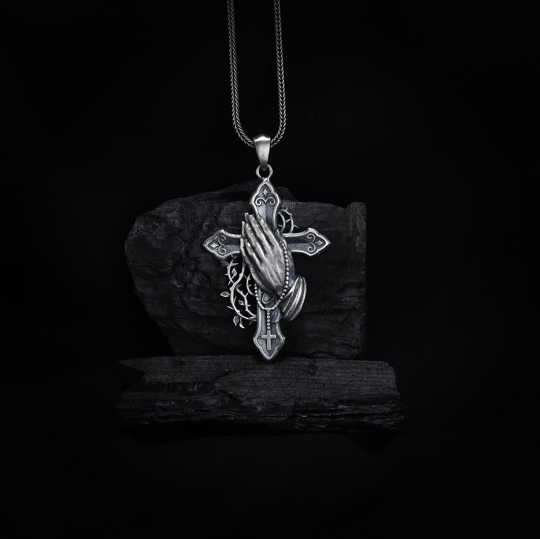 Praying Hands Cross Pendant
