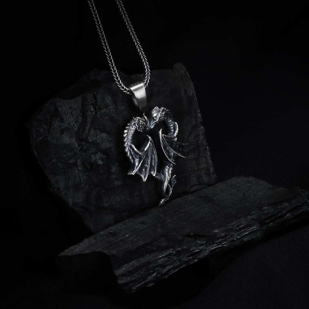 Double Dragon Heart Pendant