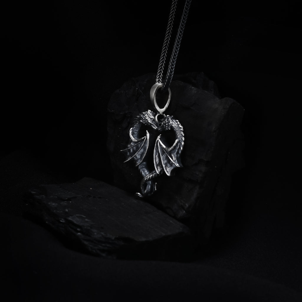 Double Dragon Heart Pendant