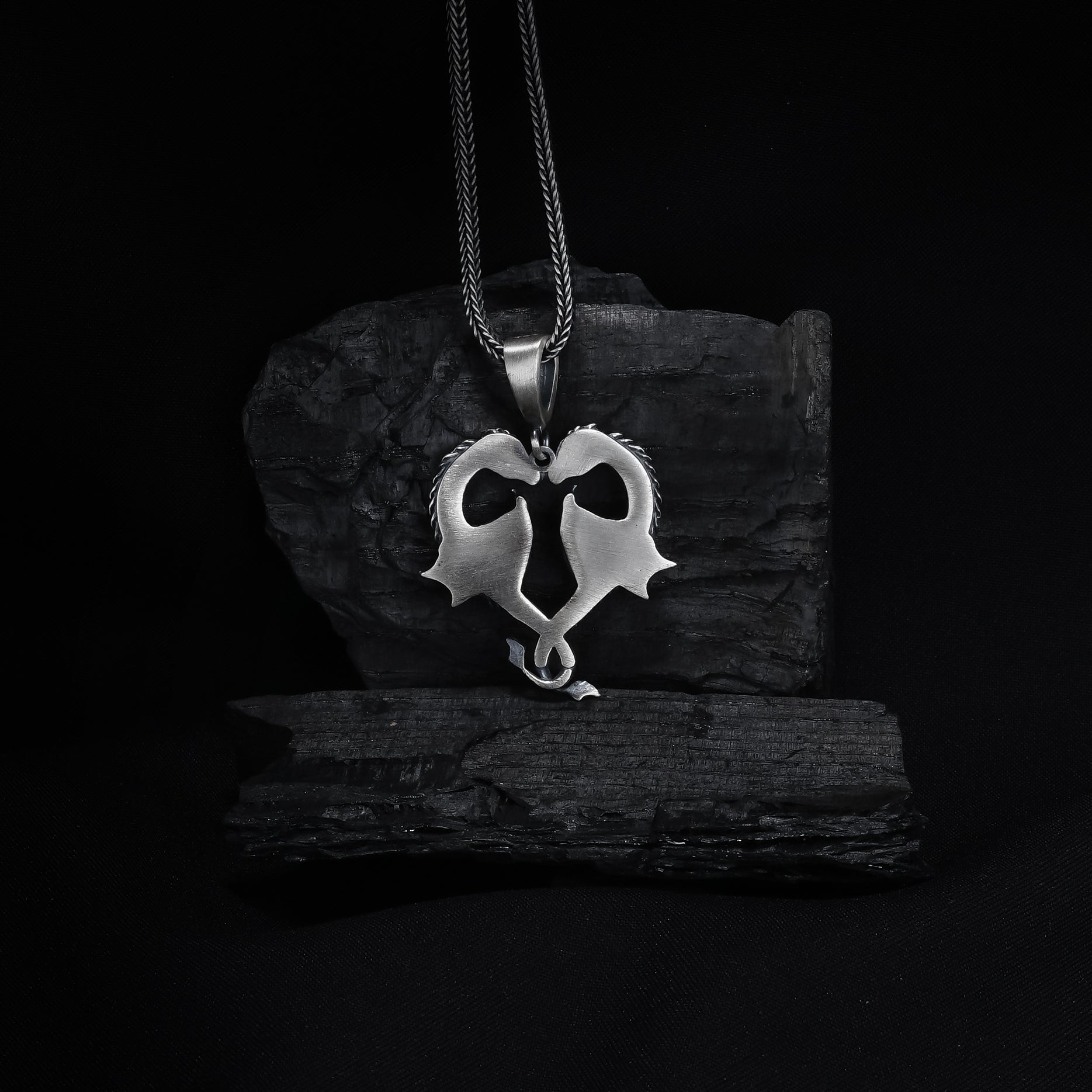 Double Dragon Heart Pendant