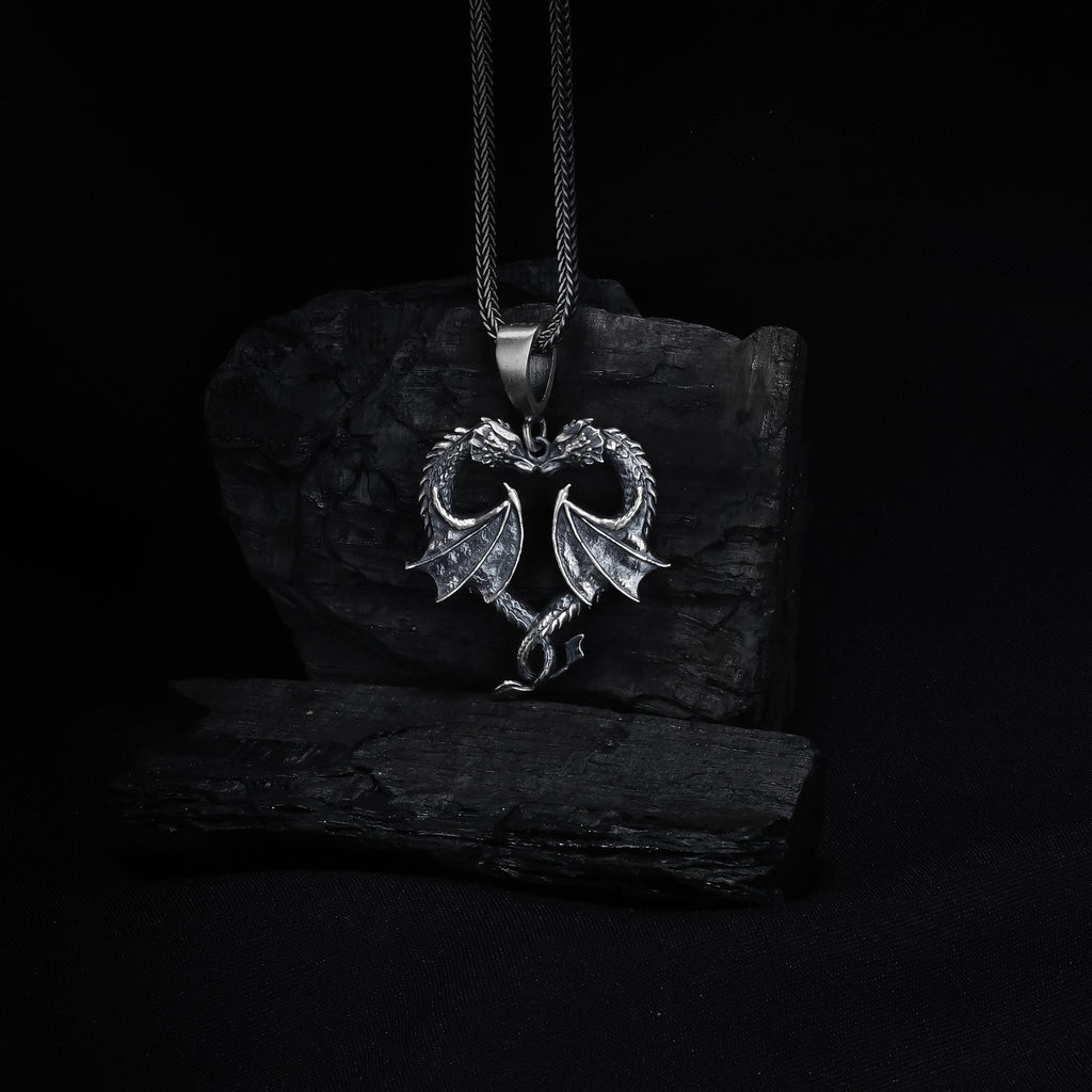 Double Dragon Heart Pendant
