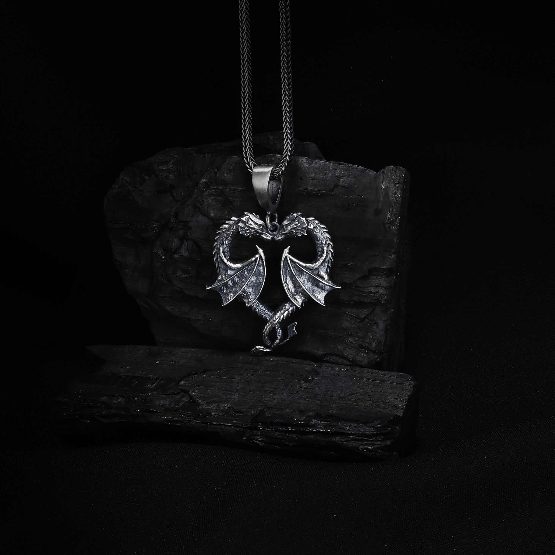 Double Dragon Heart Pendant