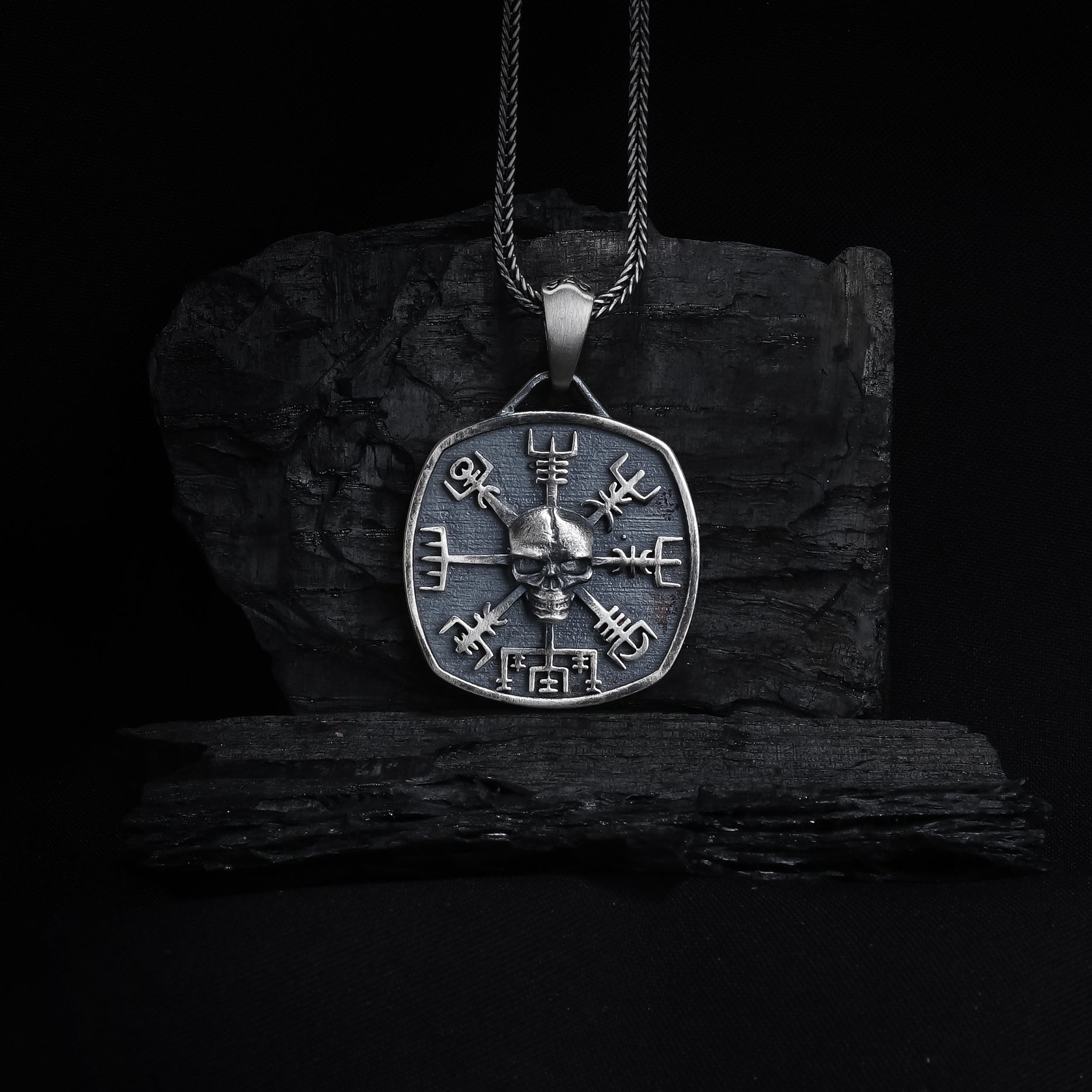 Viking Skull Compass Pendant