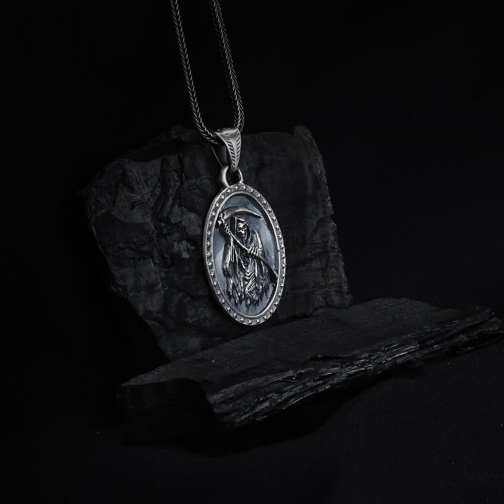 Grim Reaper Oval Pendant