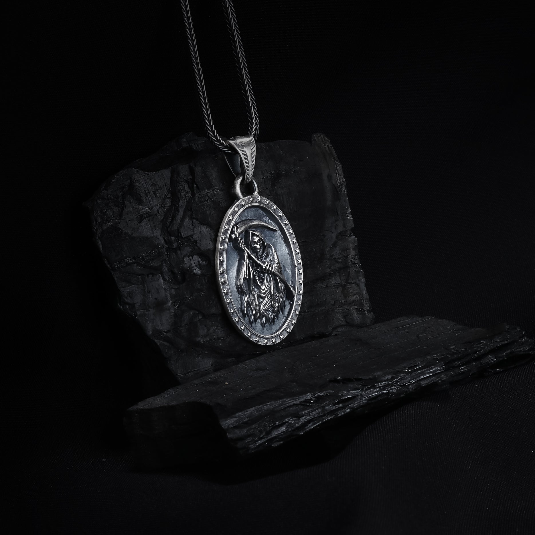 Grim Reaper Oval Pendant