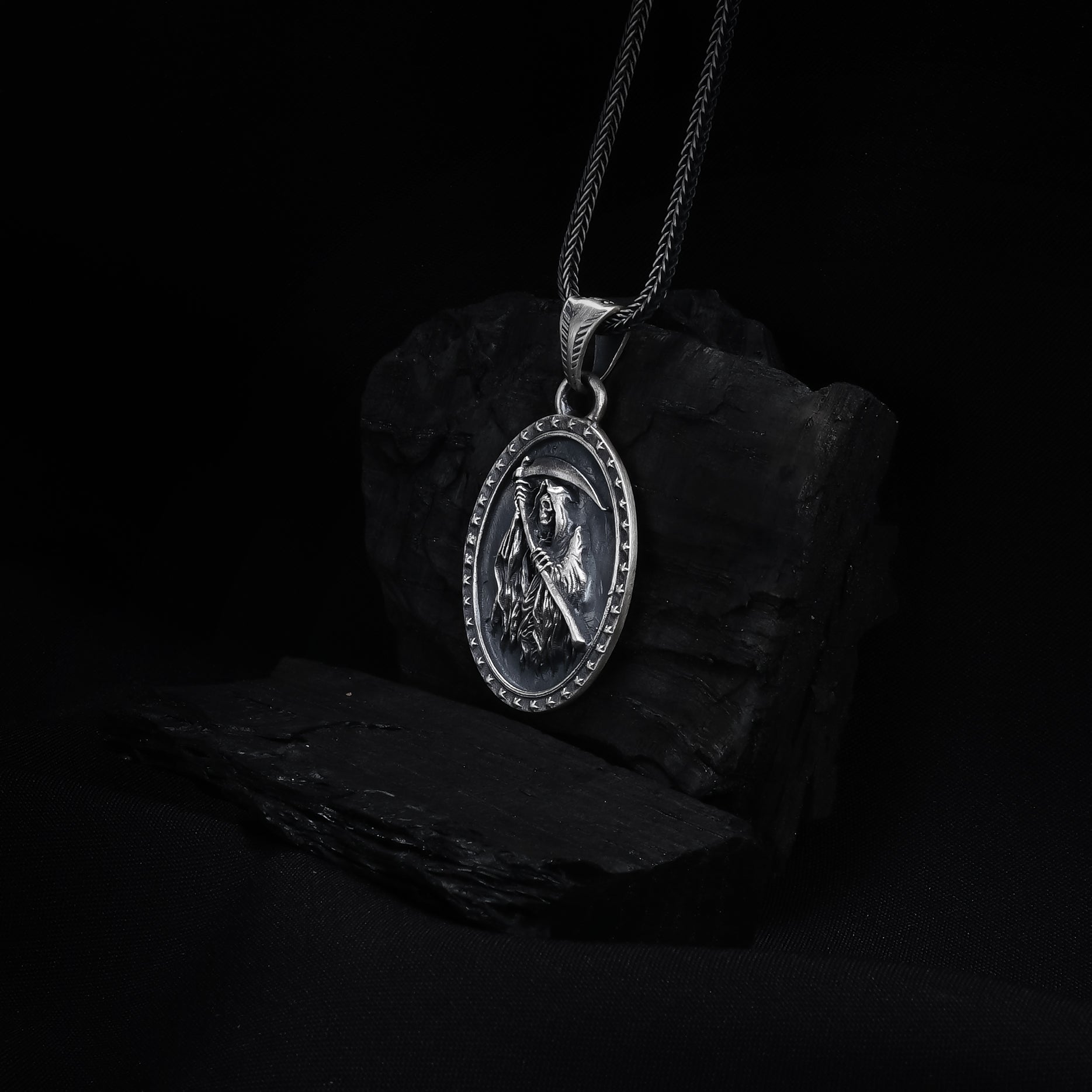 Grim Reaper Oval Pendant