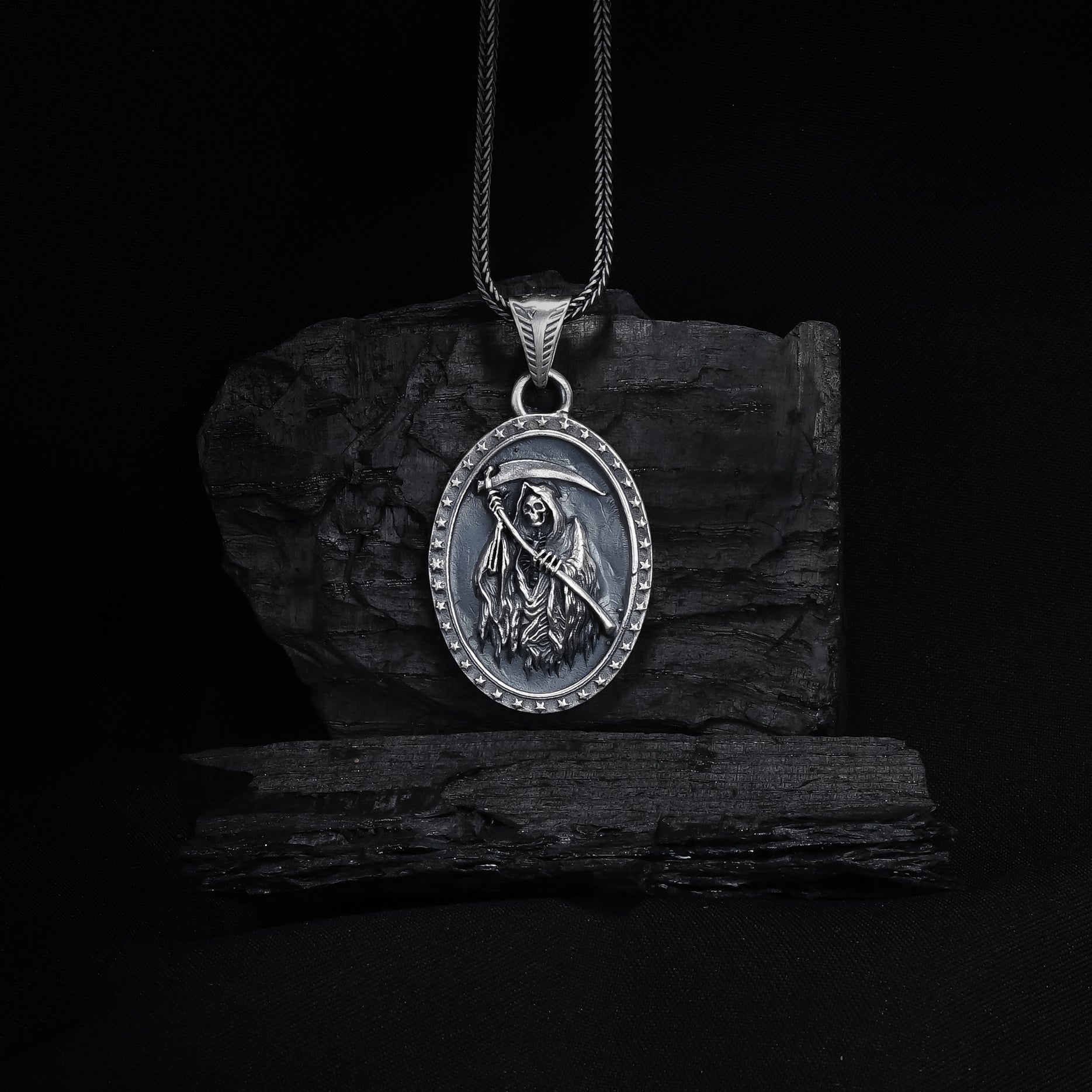 Grim Reaper Oval Pendant