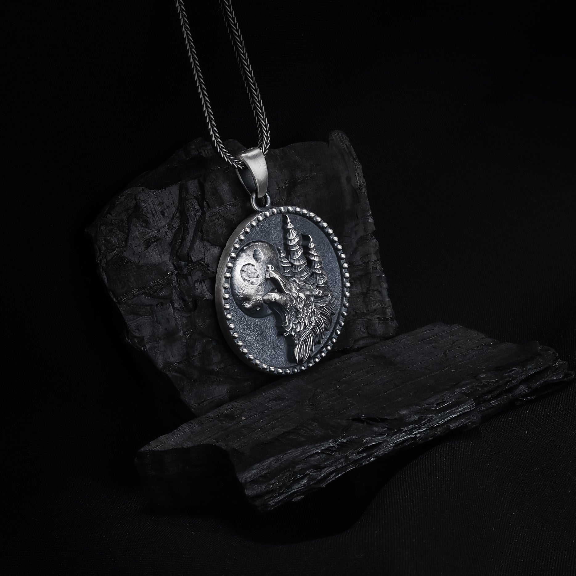 Wolf Howling at Moon Pendant