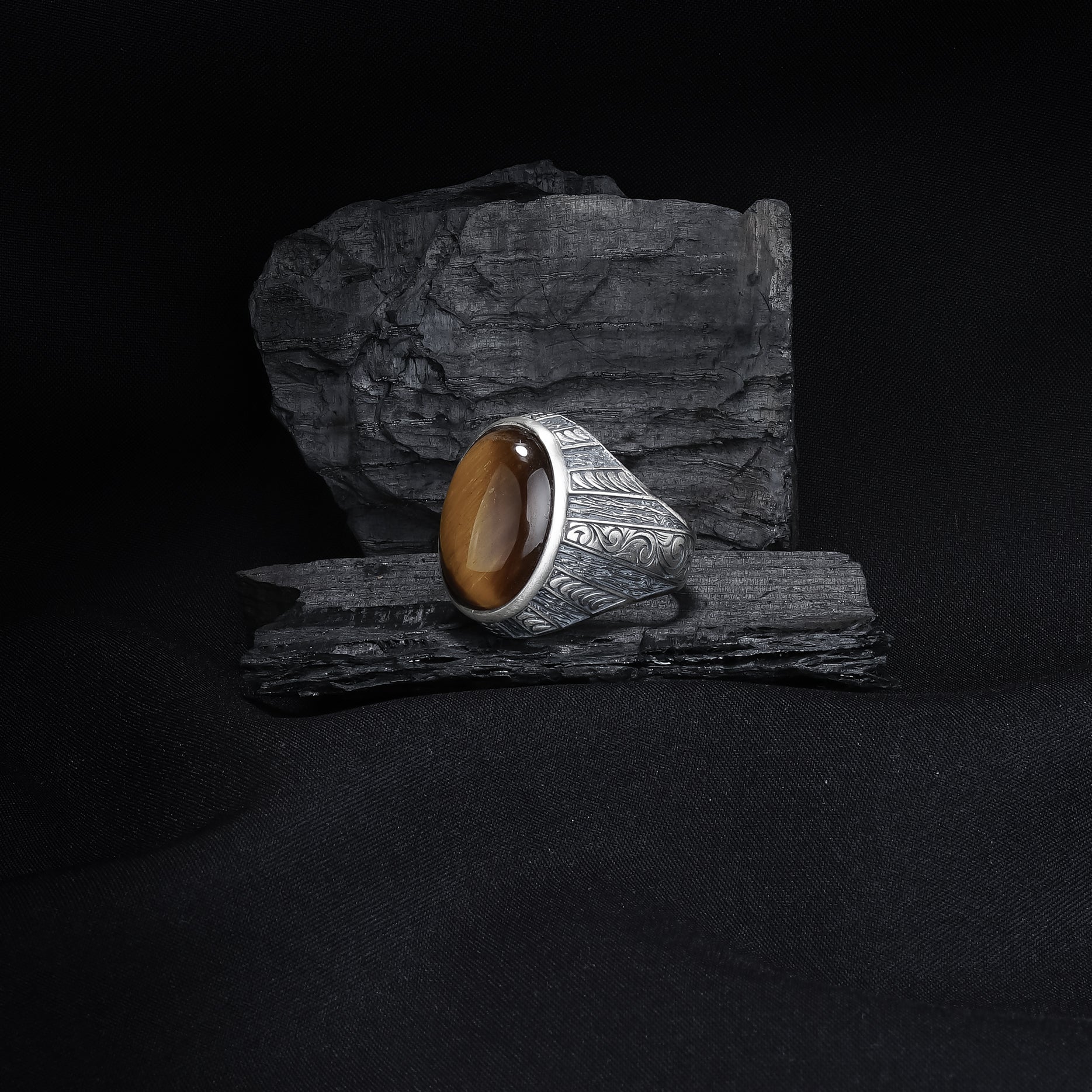 Tiger’s Eye Sterling Silver Men’s Ring