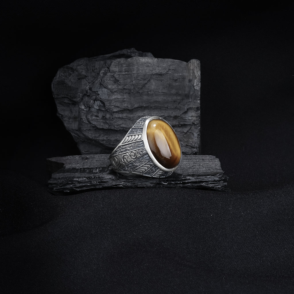 Tiger’s Eye Sterling Silver Men’s Ring