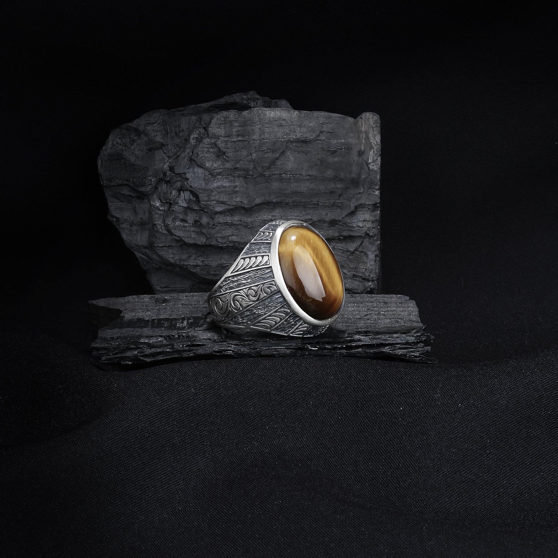 Tiger’s Eye Sterling Silver Men’s Ring